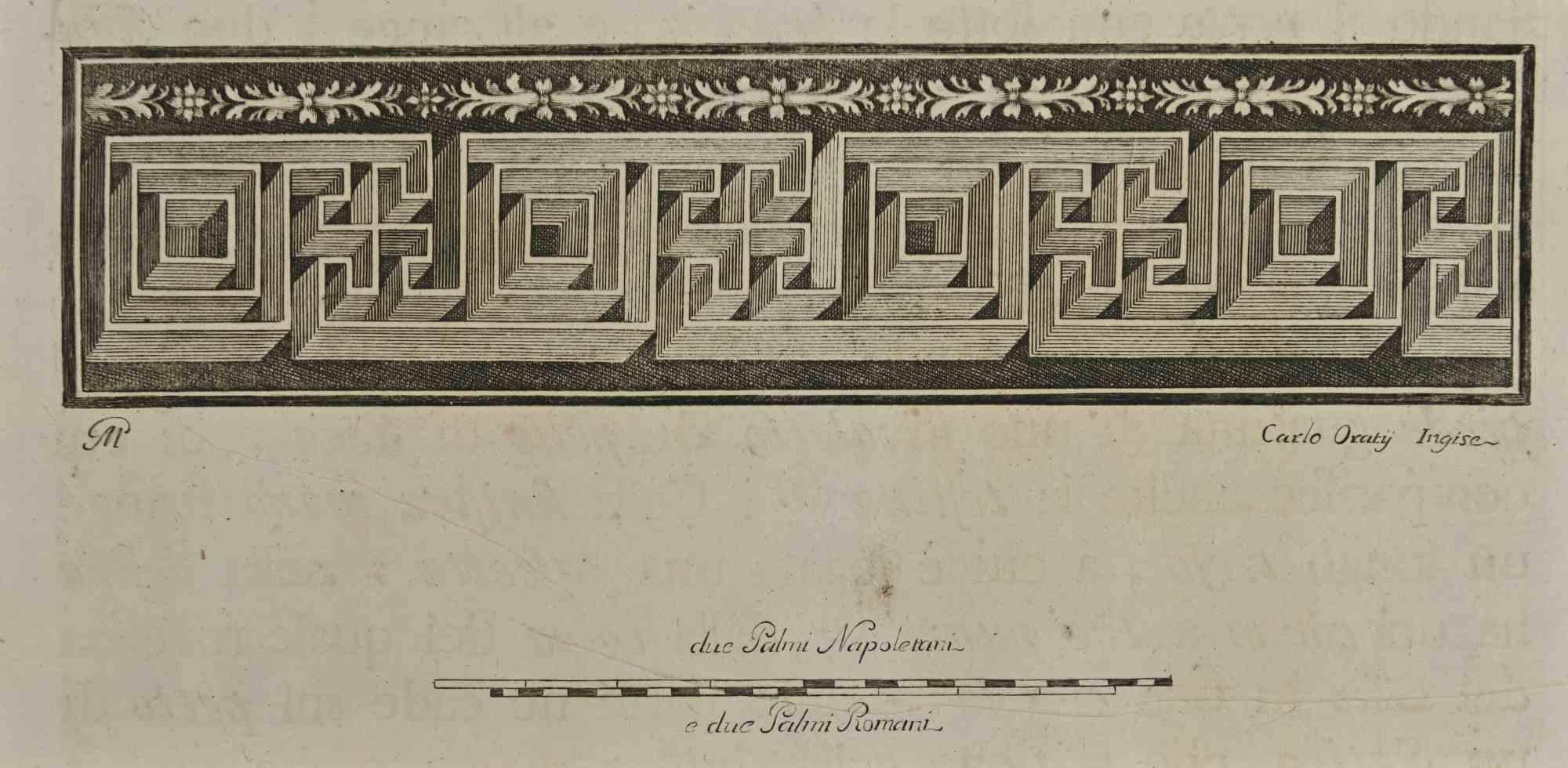 Carlo Oratij Figurative Print – Antikes römisches Labyrinth  - Radierung – 18. Jahrhundert