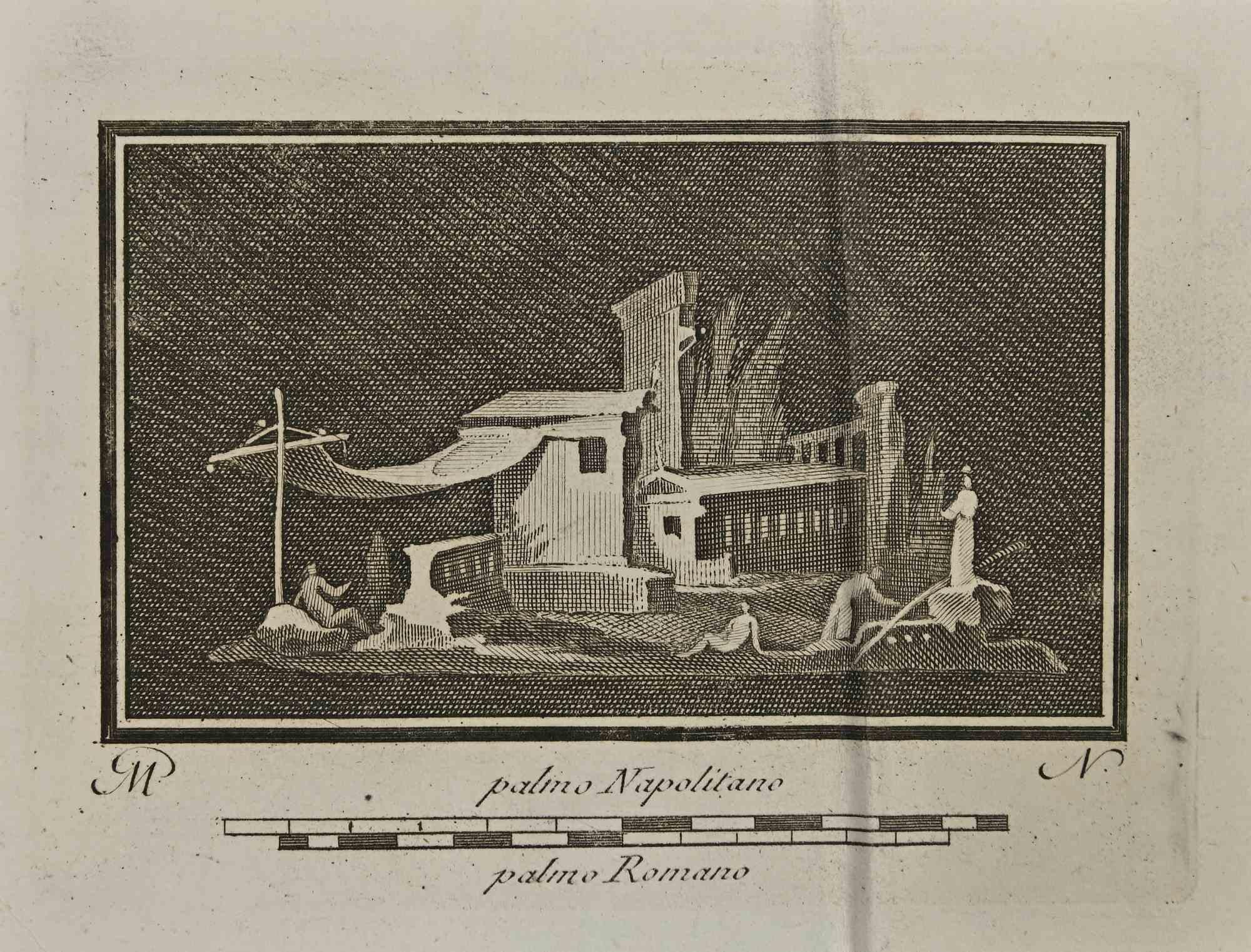 Carlo Oratij Figurative Print – Antike römische Monumente – Radierung – 18. Jahrhundert