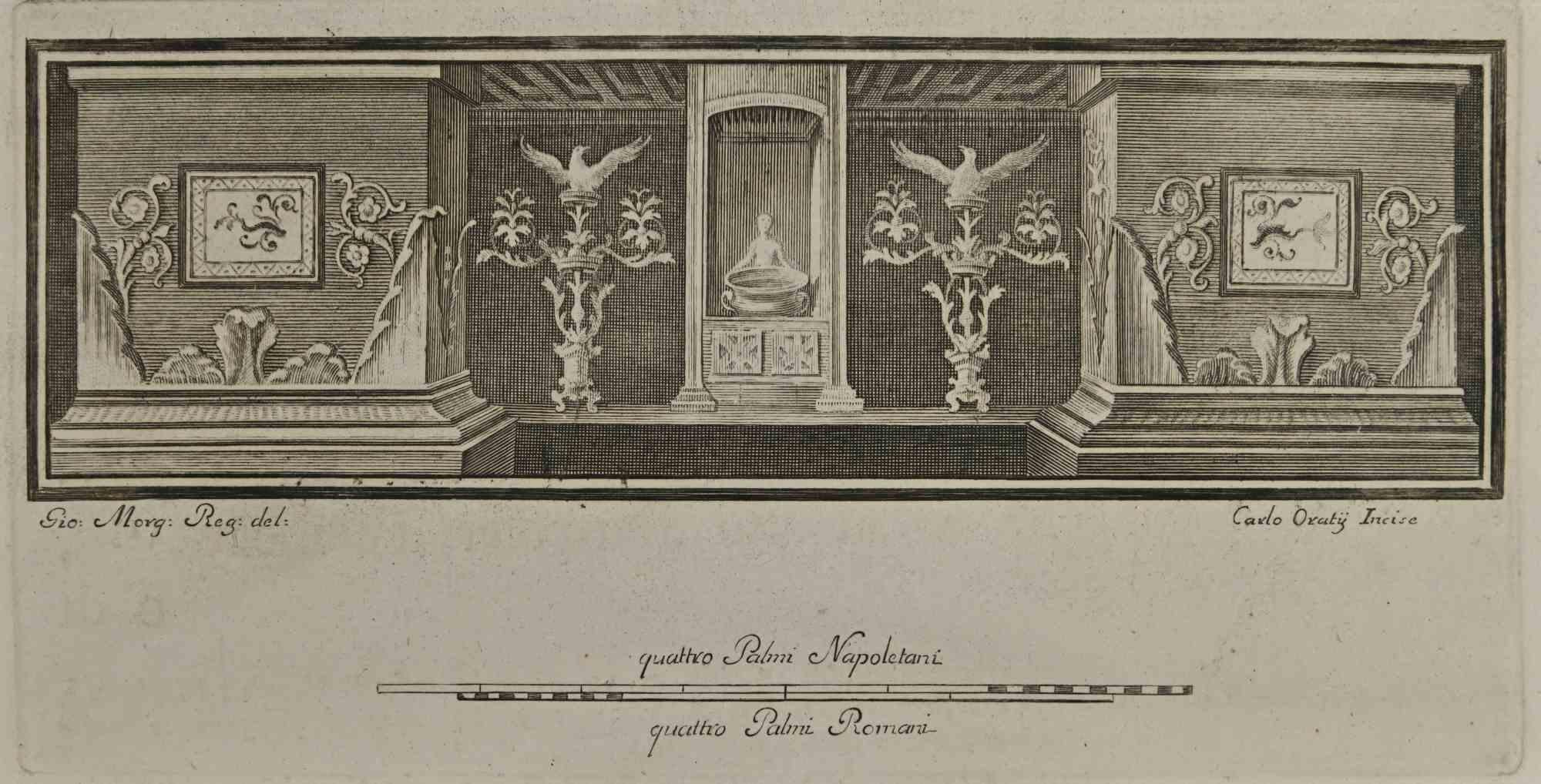 Ancient Roman Fresco from the series "Antiquities of Herculaneum", is an etching on paper realized by Carlo Ortij in the 18th Century.

 

Signed on the plate.

 

Good conditions except for some minor stains and a cutting on the lower left.

 

The