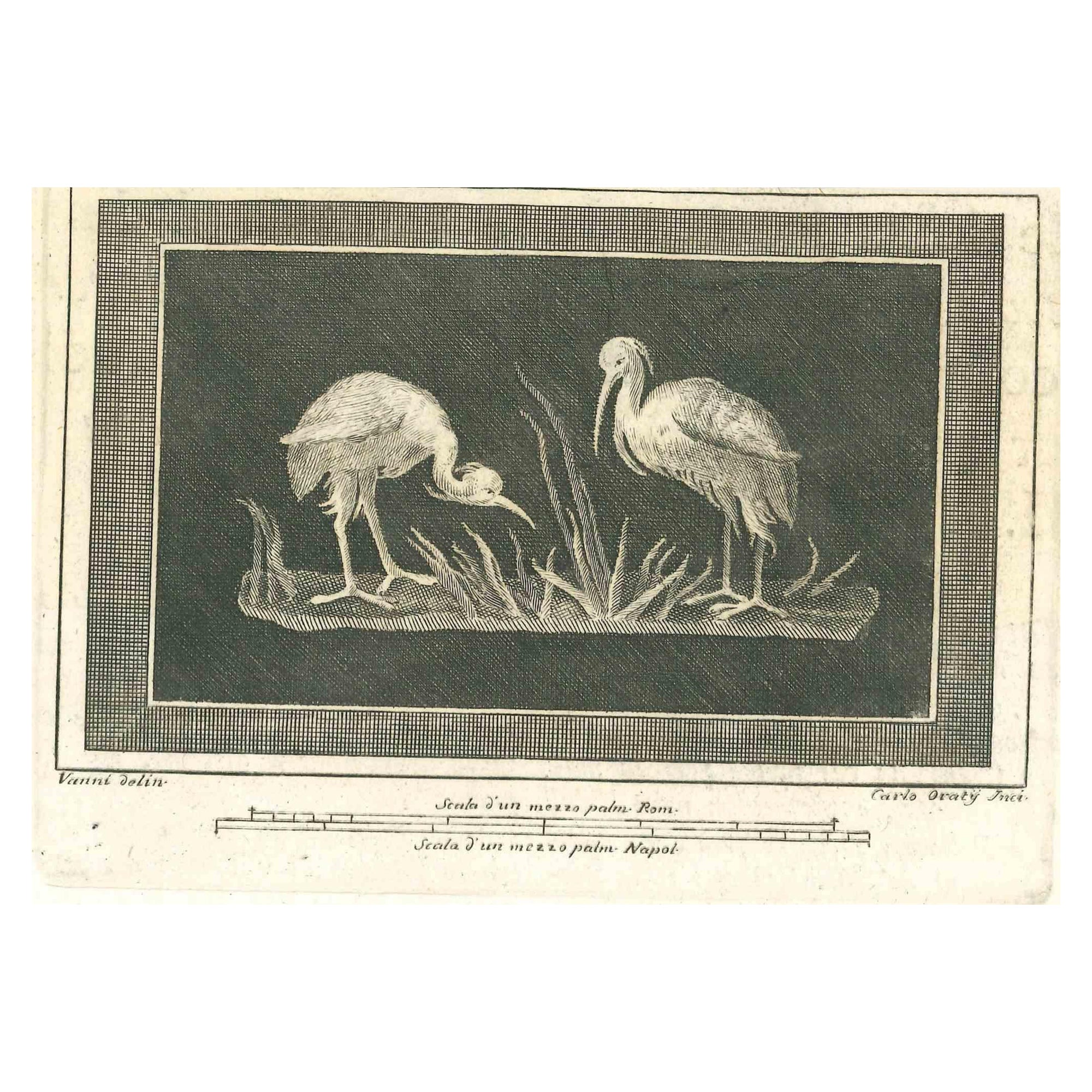 Fresco romano antiguo de la serie "Antigüedades de Herculano", es un aguafuerte sobre papel realizado por Carlo Oraty en el siglo XVIII.

Firmado en la placa.

Buenas condiciones con algo de zorro.

El grabado pertenece al conjunto de grabados