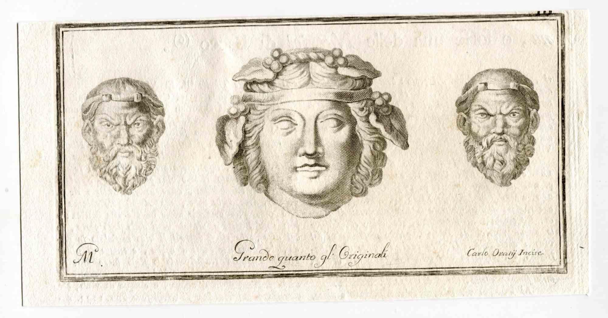 Antikes römisches Fresco – Radierung von Carlo Oraty – 18. Jahrhundert