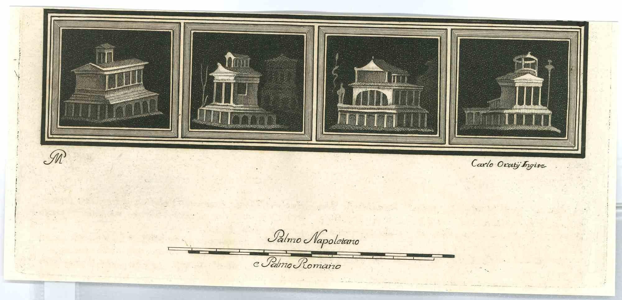 Ancient Roman Fresco, de la série "Antiquities of Herculaneum", est une gravure originale sur papier réalisée d'après un dessin de Carlo Oraty au XVIIIe siècle.

Signé sur la plaque.

Bonnes conditions.

La gravure appartient à la suite d'estampes