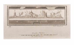 Paesaggio con figure e animali - Acquaforte di Carlo Oraty - XVIII secolo