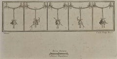 Masques de tragédie de style pompéien - gravure de Carlo Oraty - 18ème siècle