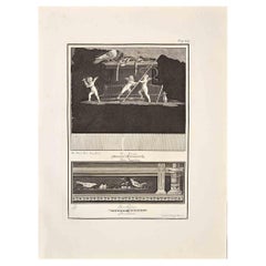 Ancient Roman Fresco Herculaneum - Etching Carlo Ortij  - 18th Century