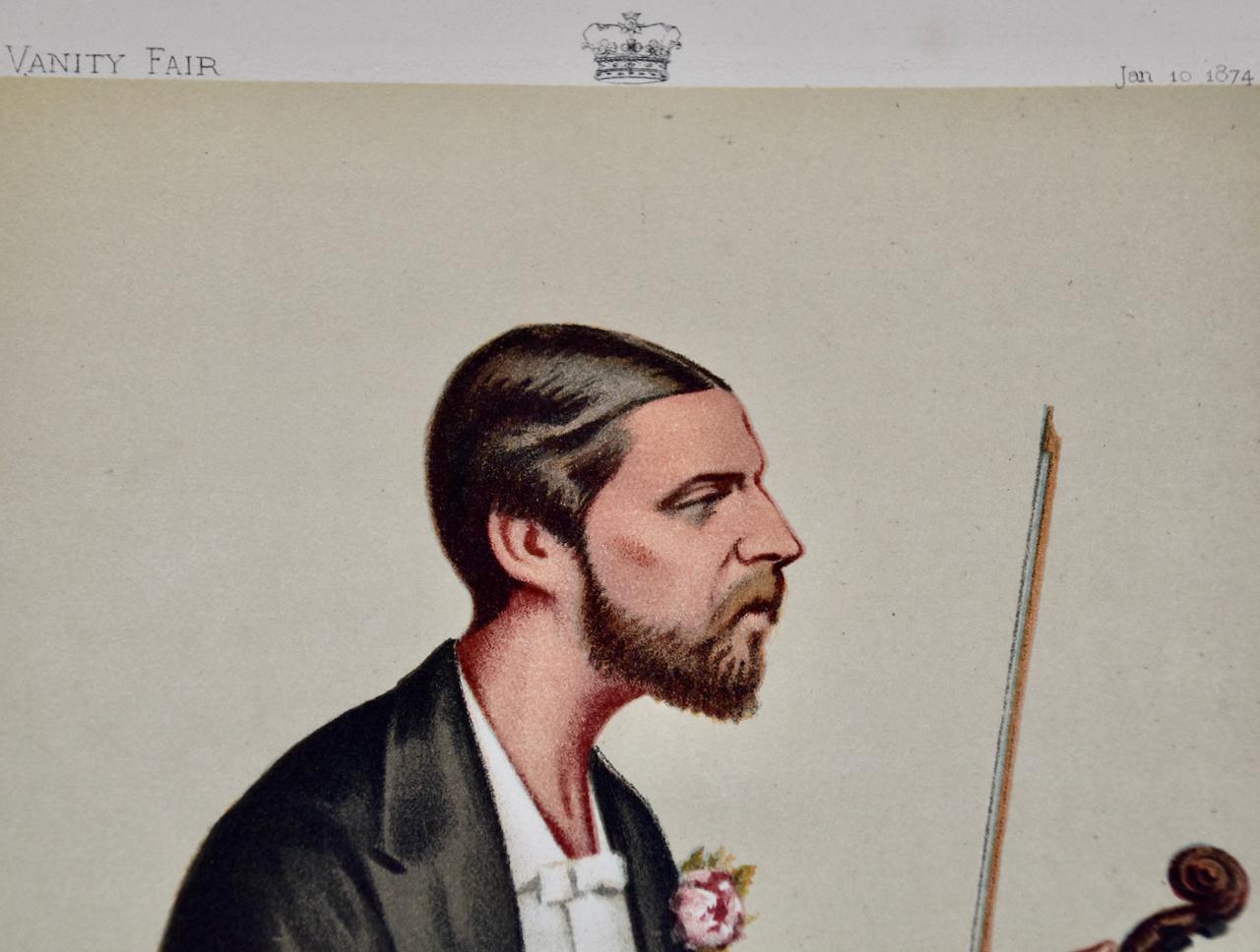 1st Violin Duke of Edinburgh: 19th C. Vanity Fair Caricature by Ape (Pellegrini) - Victorian Print by Carlo Pellegrini 