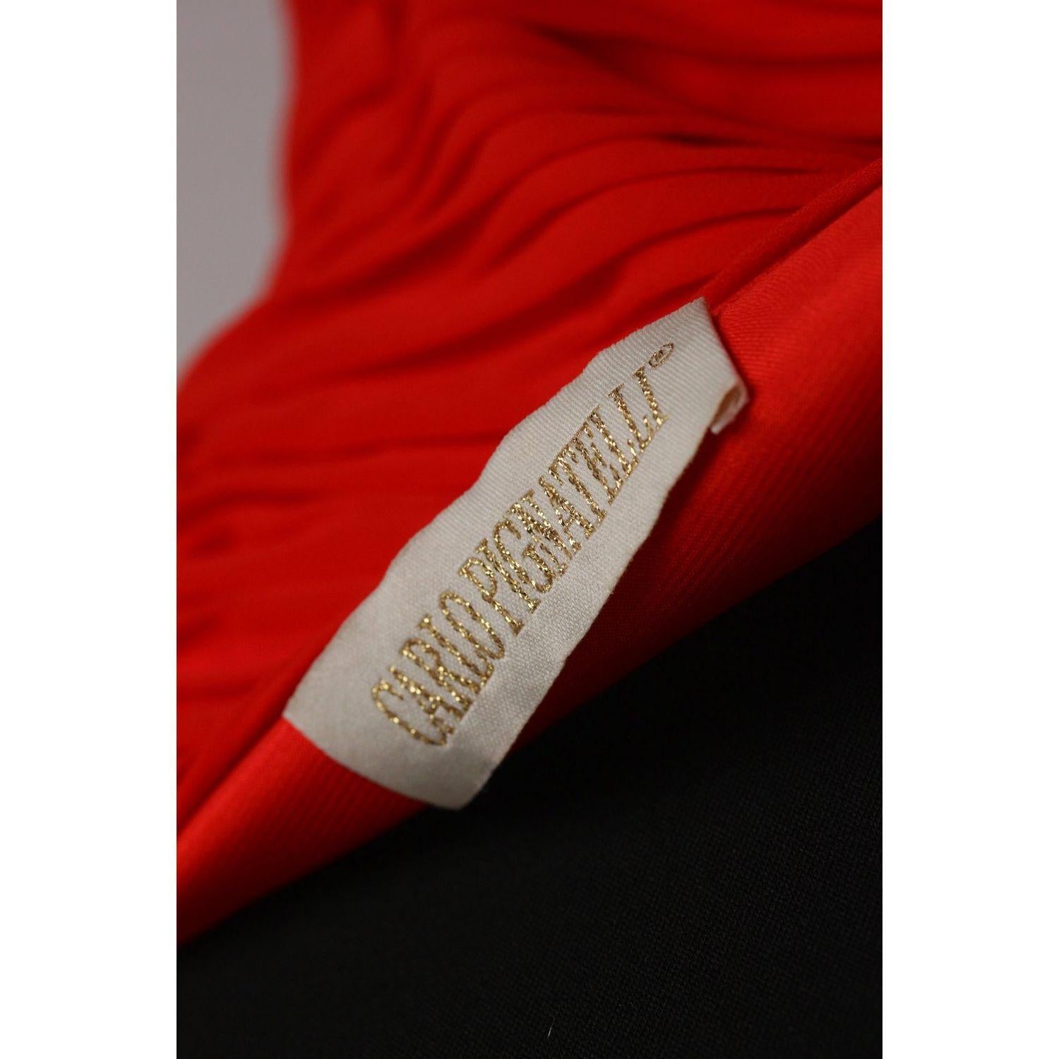 Women's Carlo Pignatelli Red Chiffon One Shoulder Midi Dress Size 42