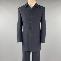 CARLO PIGNATELLI Size 38 Long Navy Acetate Blend Collar Suit