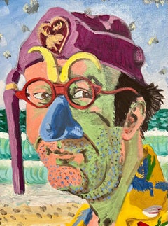 Peinture à l'huile Pop Art figurative expressionniste audacieuse - Self Portrait - Carlo Pittore