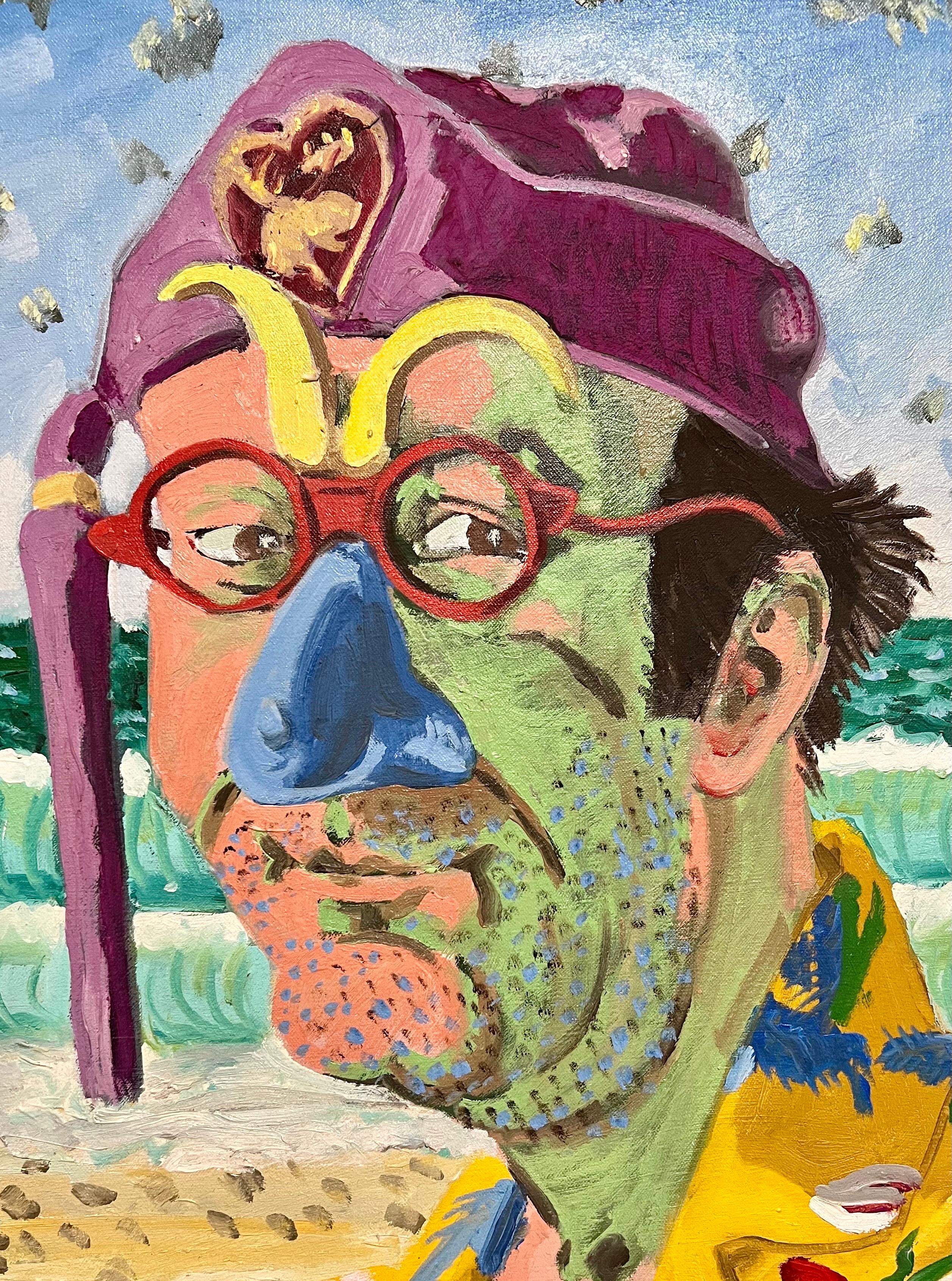 Figurative Expressionist Bold Pop Art Ölgemälde Self-Portrait Carlo Pittore im Angebot 1