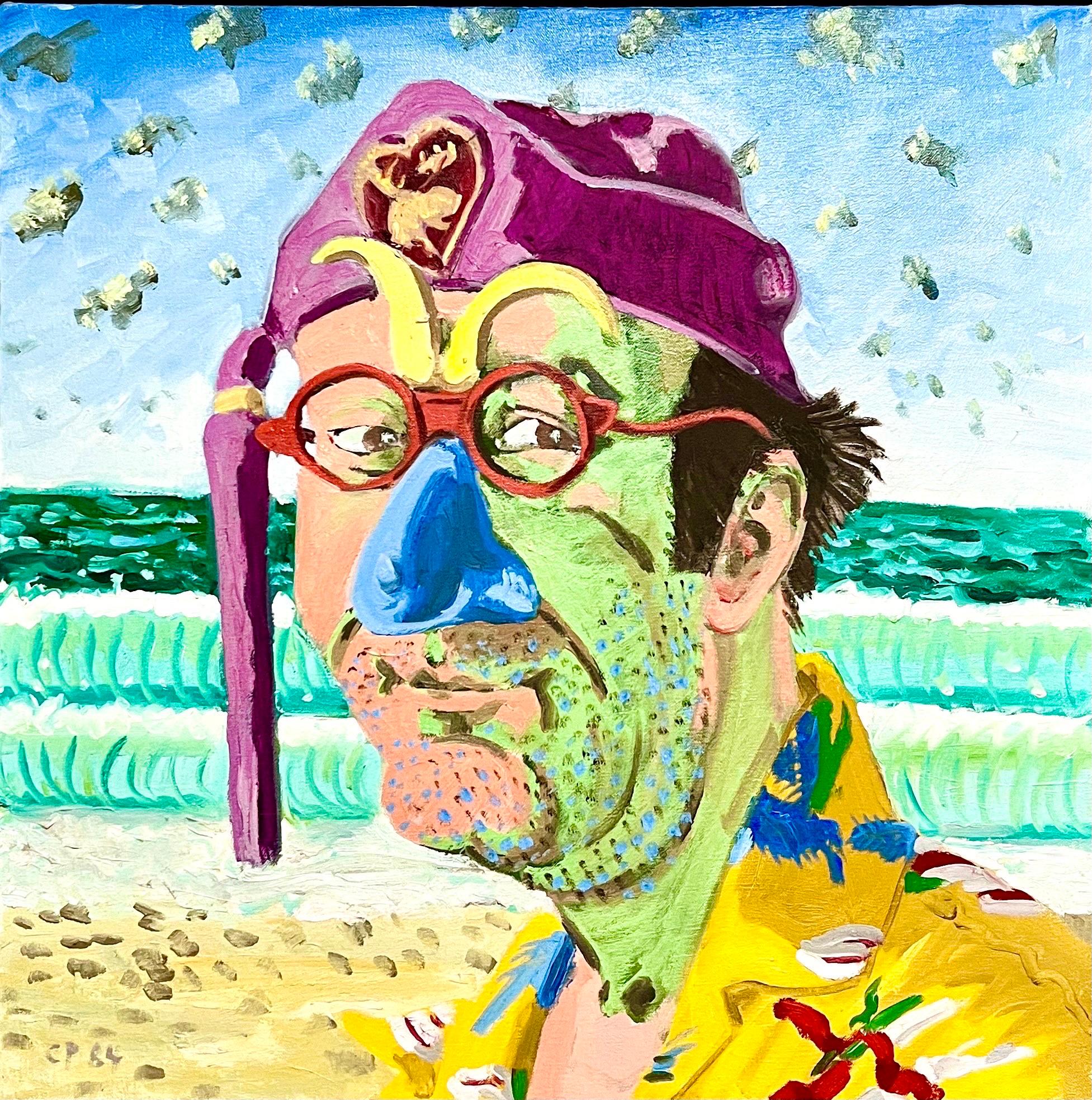 Figurative Expressionist Bold Pop Art Ölgemälde Self-Portrait Carlo Pittore im Angebot 2