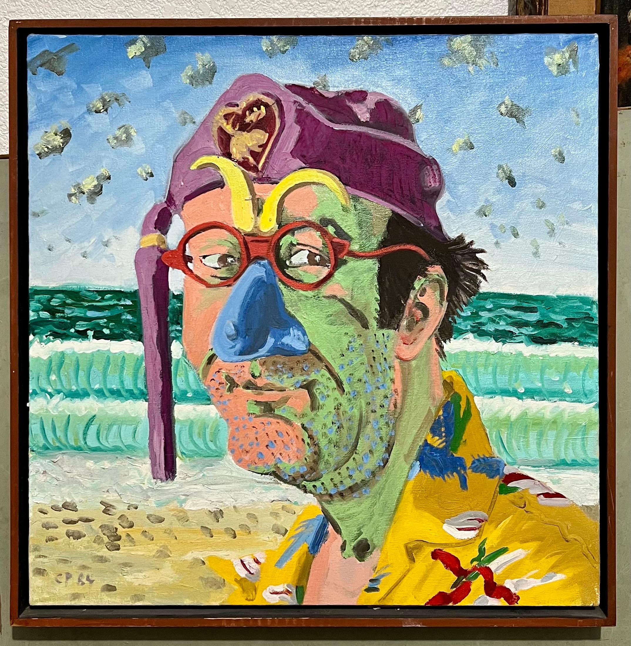 Figuratives expressionistisches, kühnes Pop-Art-Ölgemälde, Selbstporträt Carlo Pittore im Angebot 4