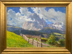 'The Dolomites at Santa Cristina' oil on board by Carlo Pollonera