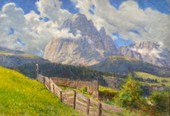 'The Dolomites at Santa Cristina' oil on board by Carlo Pollonera
