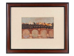 Veduta della campagna romana - Dipinto a olio di Carlo Quaglia - metà del XX secolo