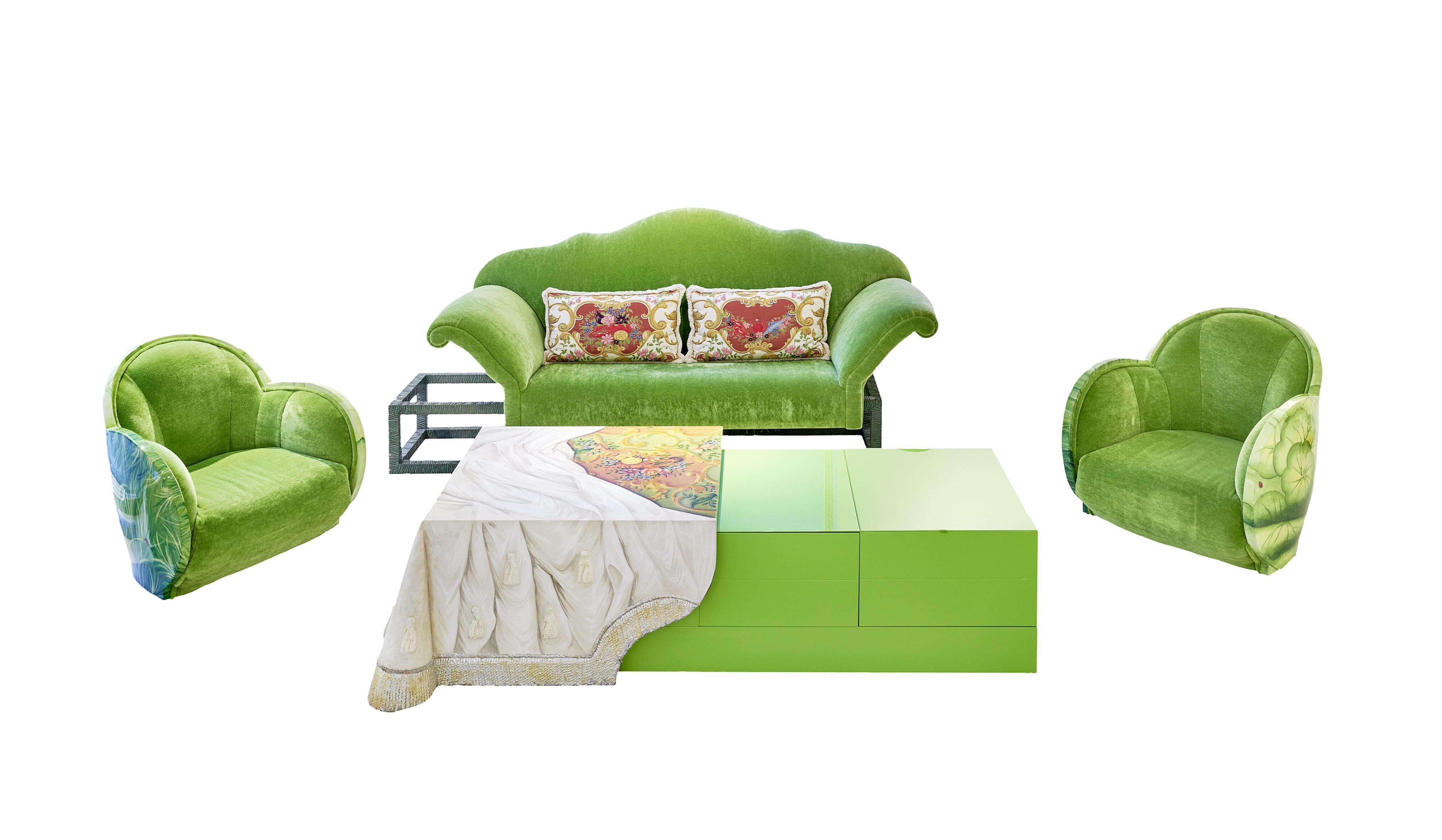Seating Group Green Velvet For Sale 1