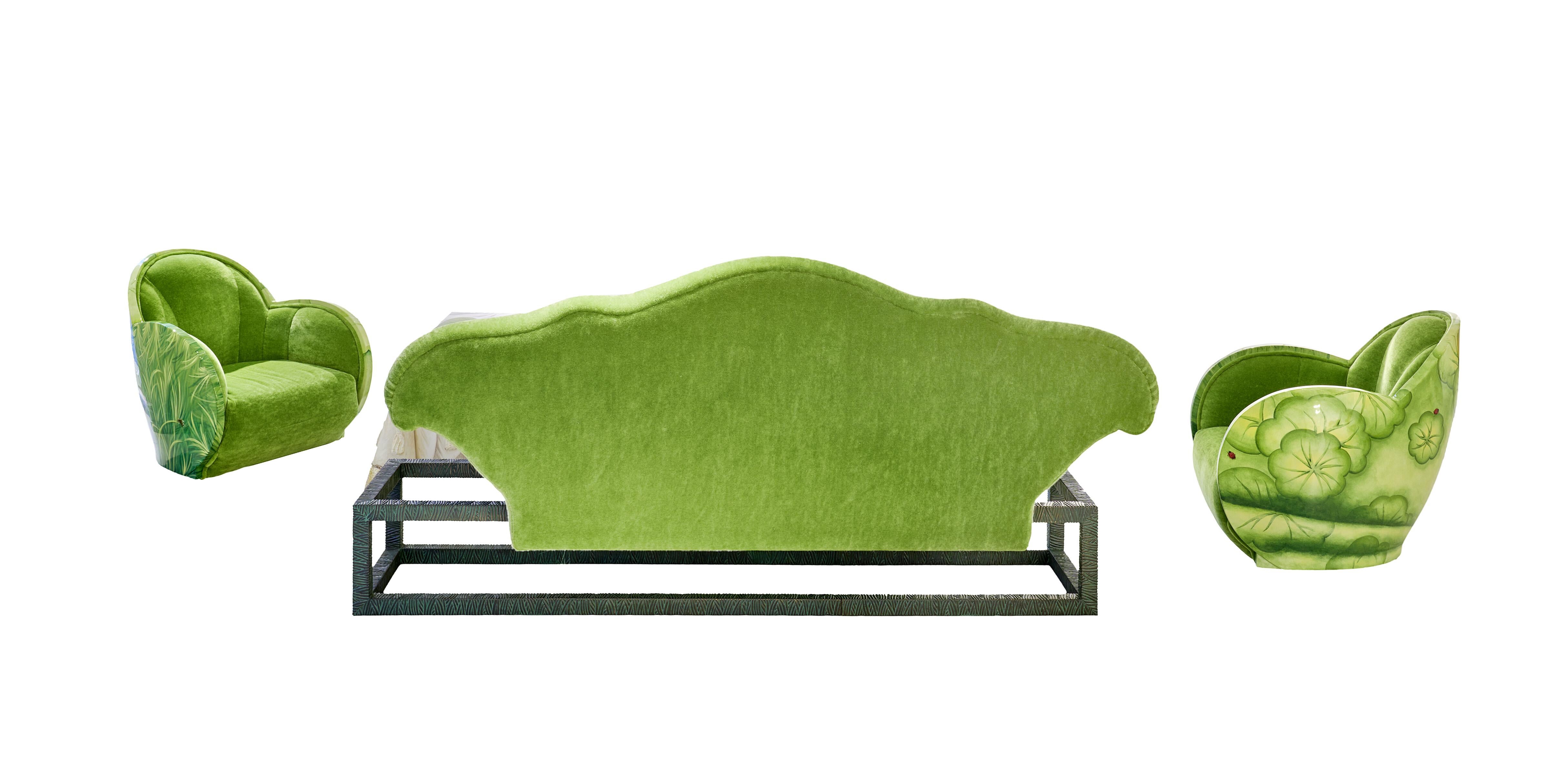Seating Group Green Velvet For Sale 2