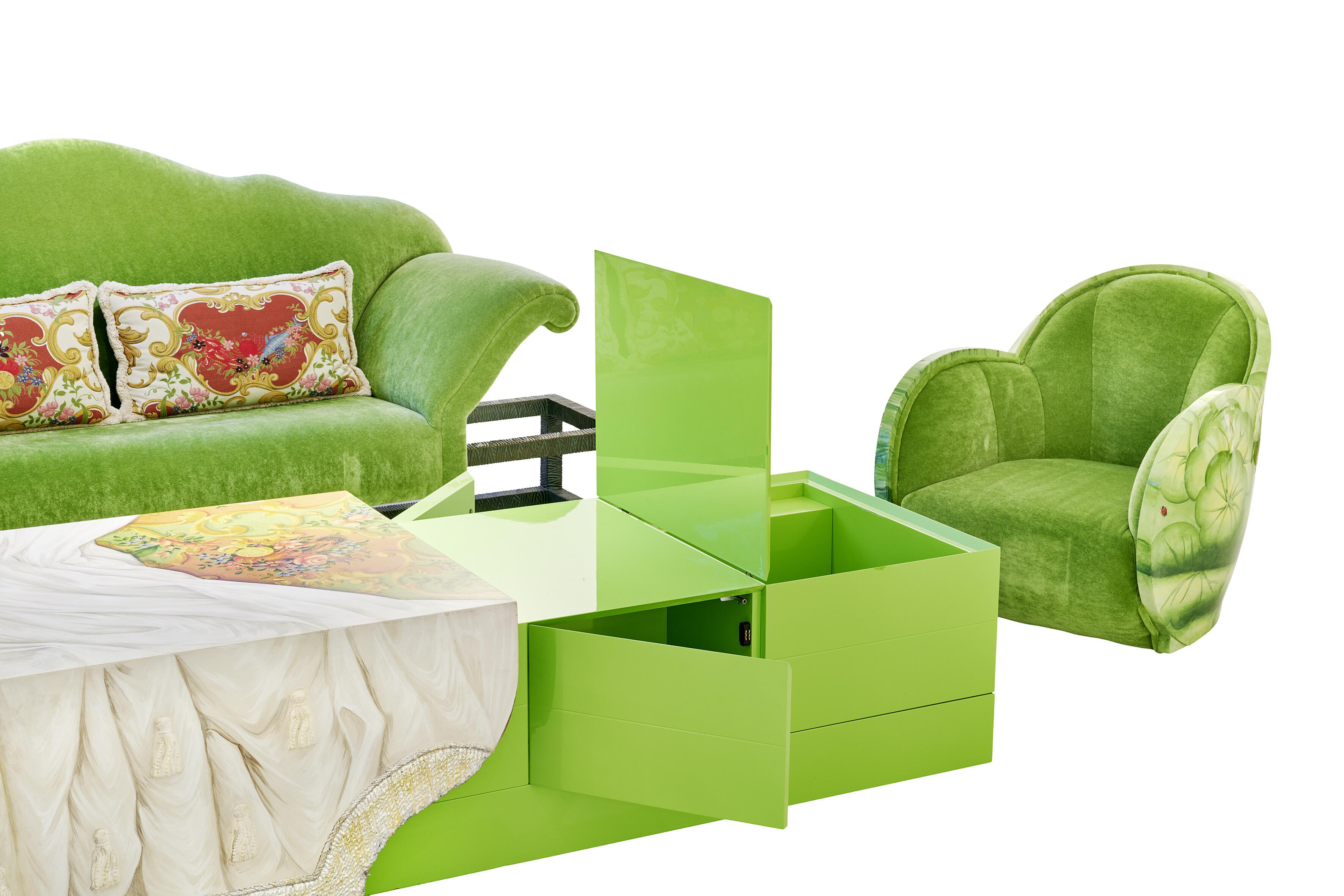 Seating Group Green Velvet For Sale 3