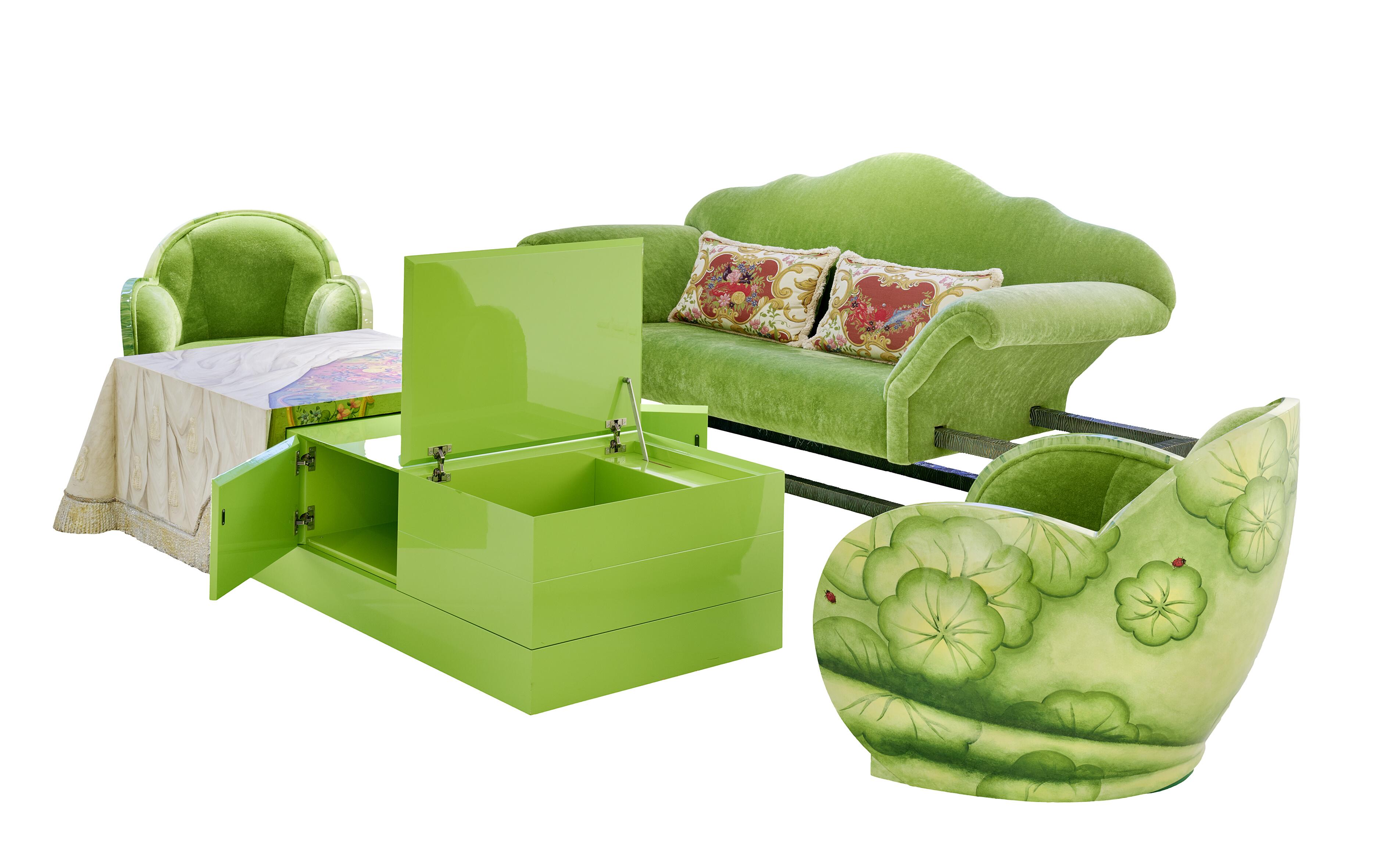 Seating Group Green Velvet For Sale 4