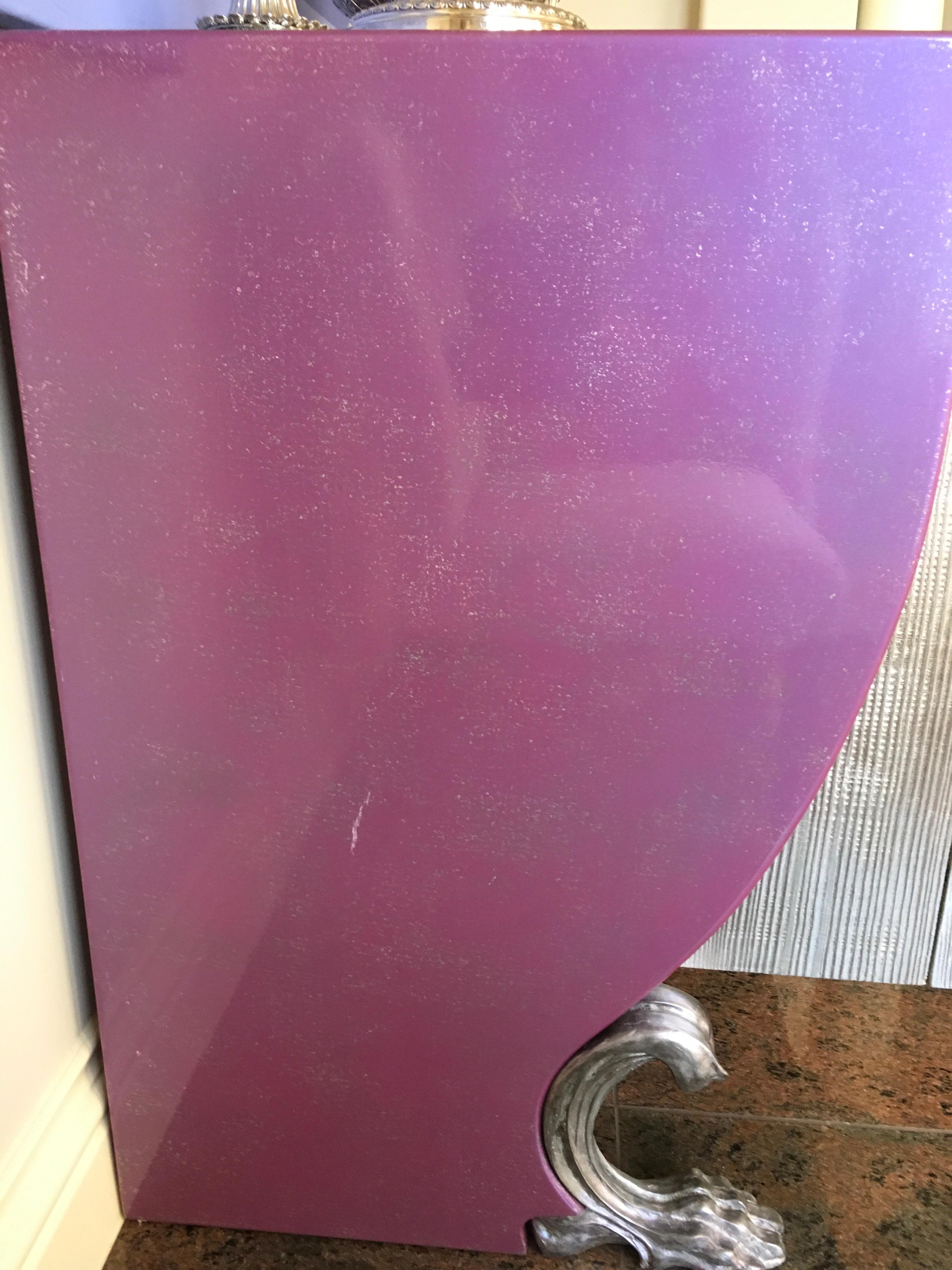 Carlo Rampazzi Italian Large Cabinet Purple Silver Modern en venta 3