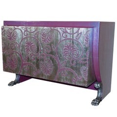Carlo Rampazzi Italian Large Cabinet Purple Silver Modern