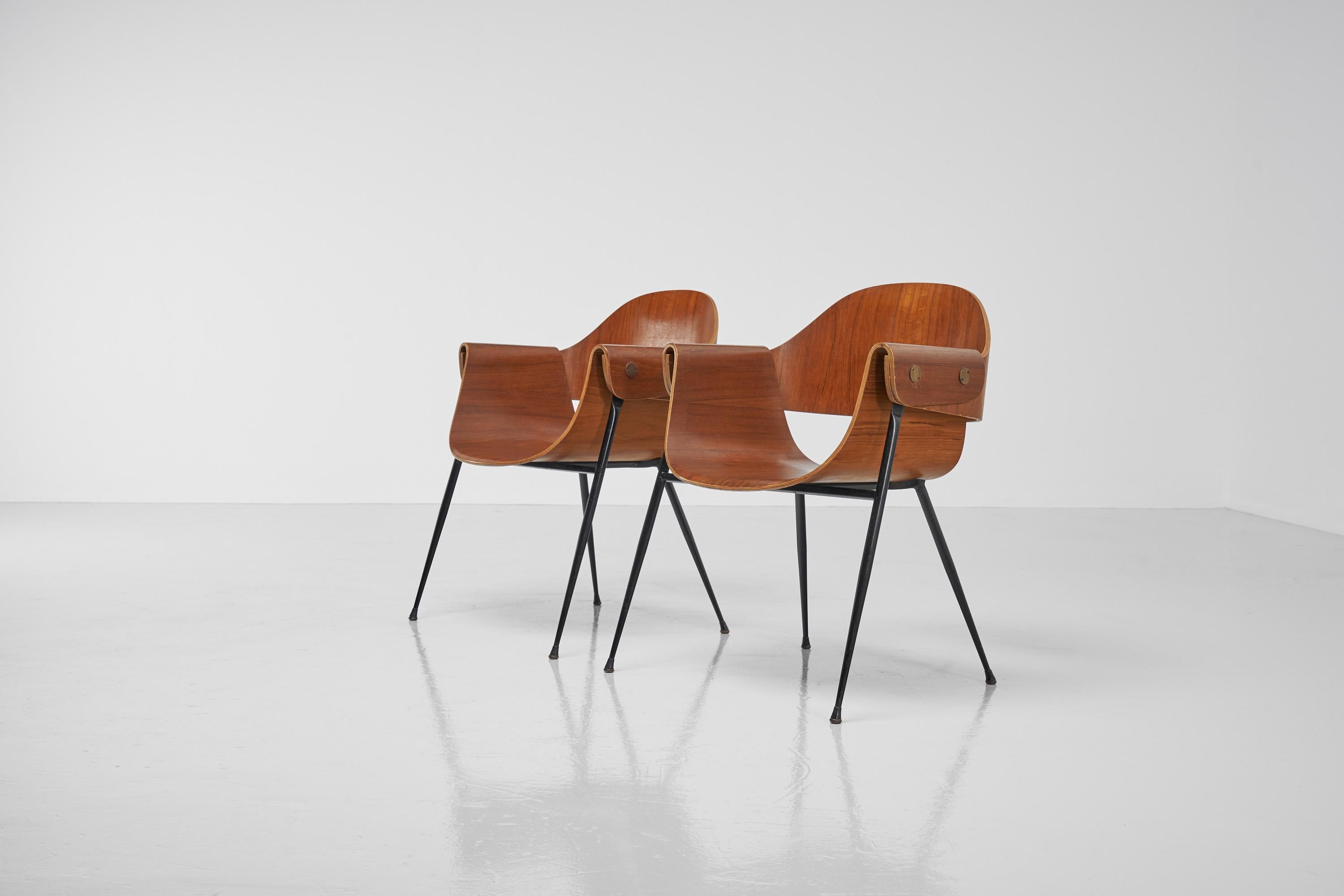 Italian Carlo Ratti Arm Chairs for Legni Curvati, Italy, 1950 For Sale