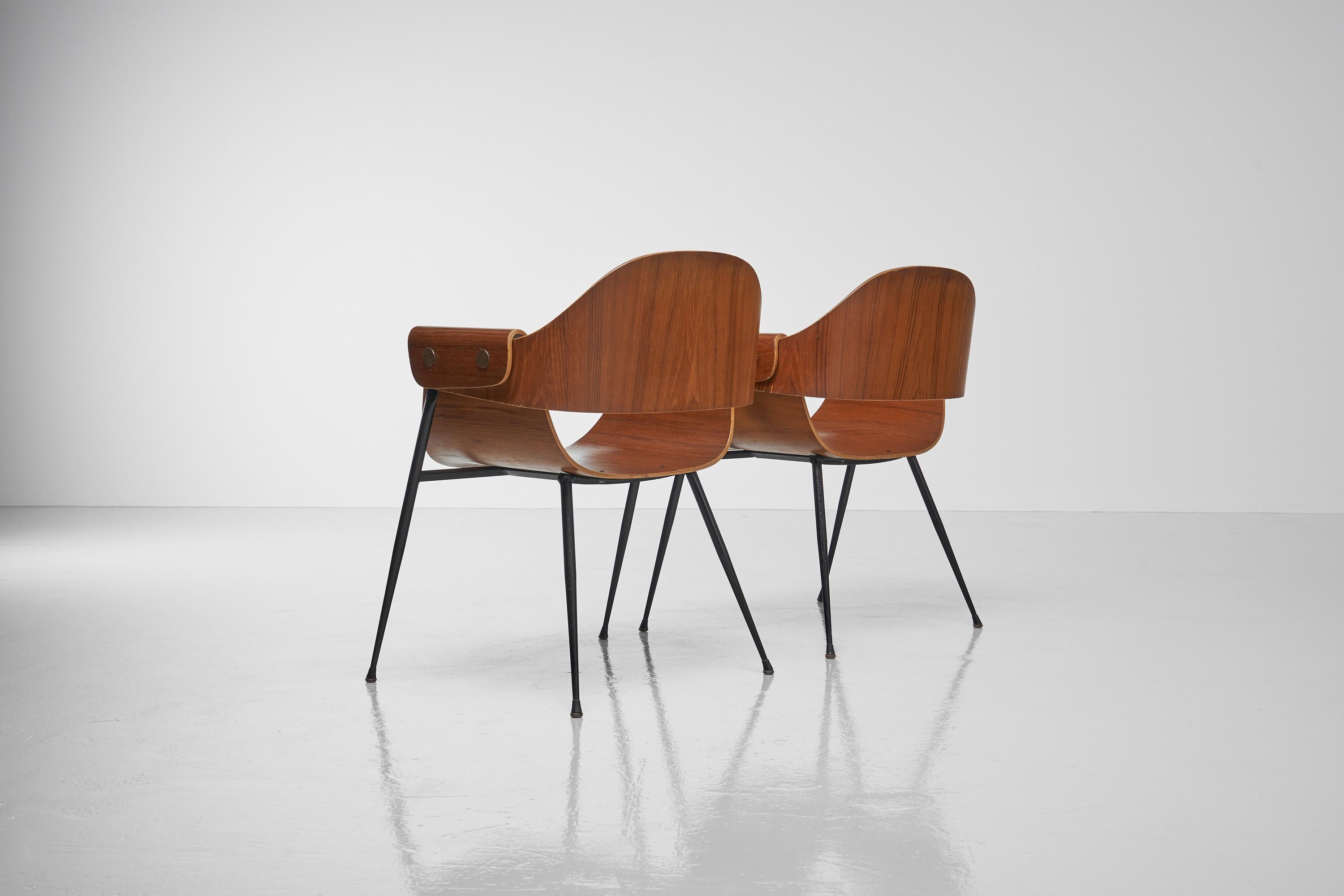 Mid-20th Century Carlo Ratti Arm Chairs for Legni Curvati, Italy, 1950 For Sale