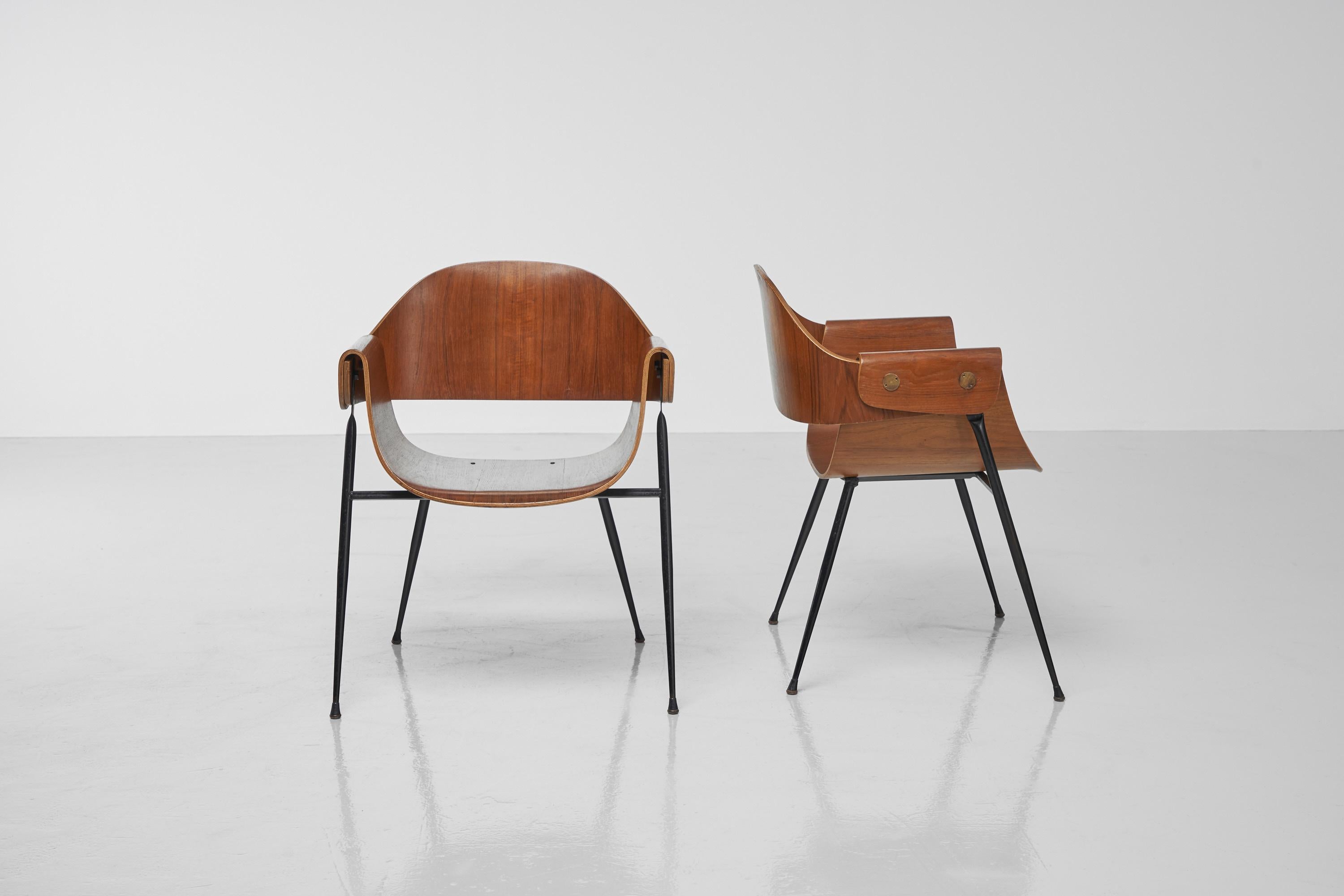 Carlo Ratti Arm Chairs for Legni Curvati, Italy, 1950 For Sale 1