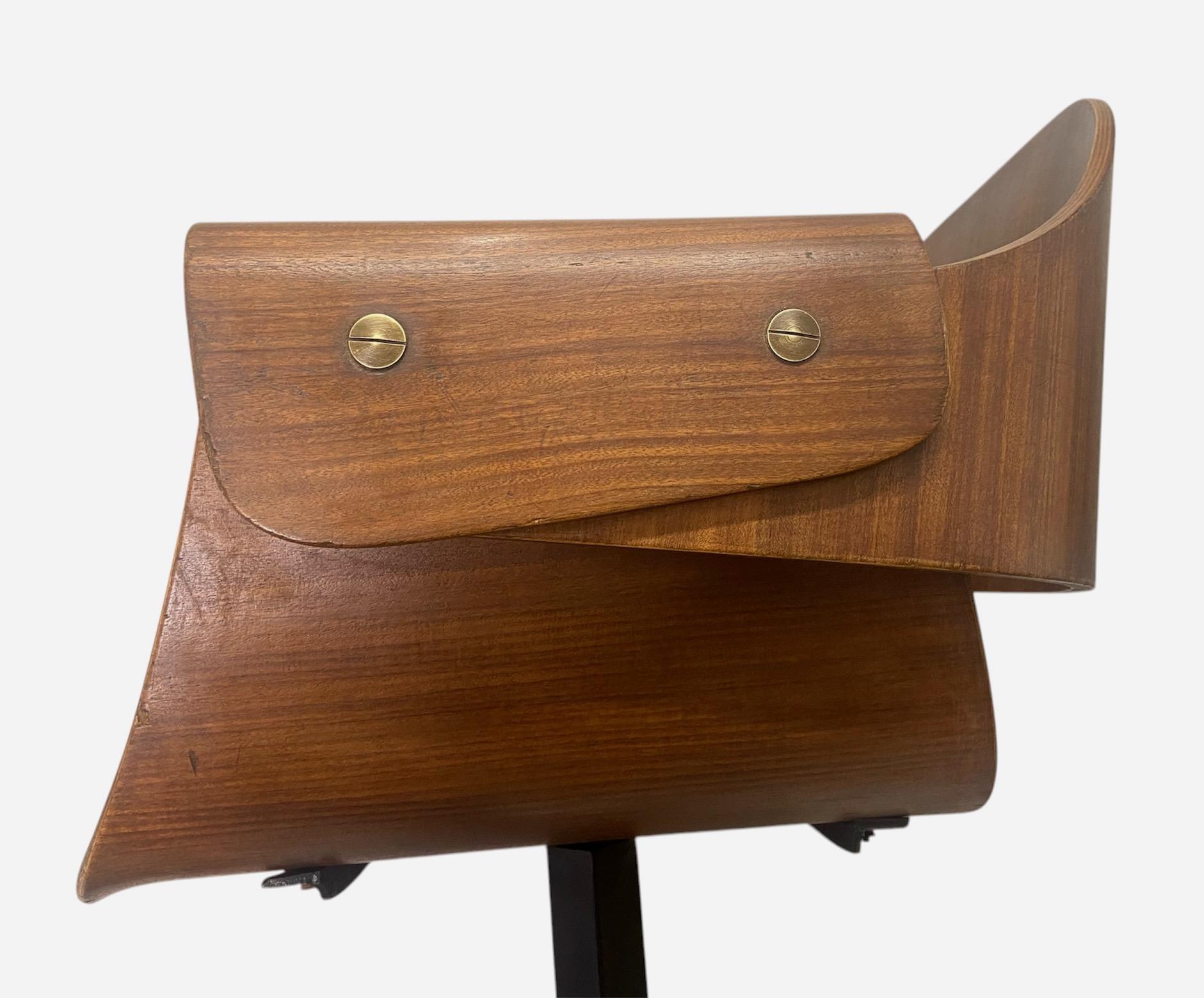 Mid-Century Modern Carlo Ratti a rare bent plywood swivel armchair, Italian circa 1950's