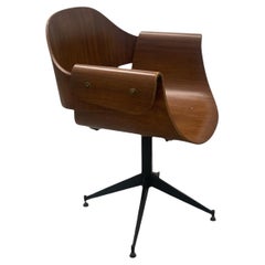 Carlo Ratti a rare bent plywood swivel armchair, Italian circa 1950's