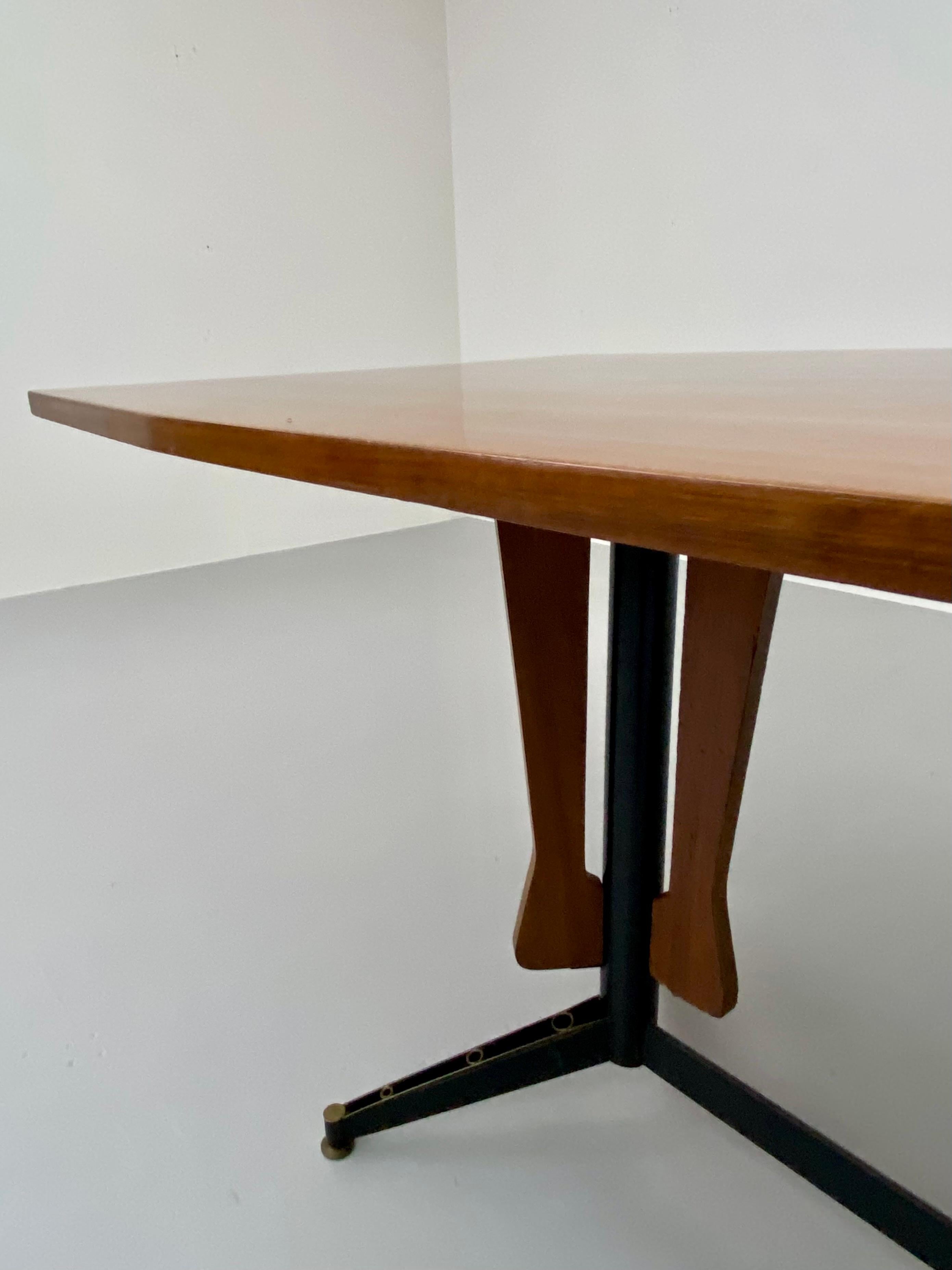 Mid-Century Modern Carlo Ratti Dining Table in Wood and Metal, Italy, 1960's For Sale