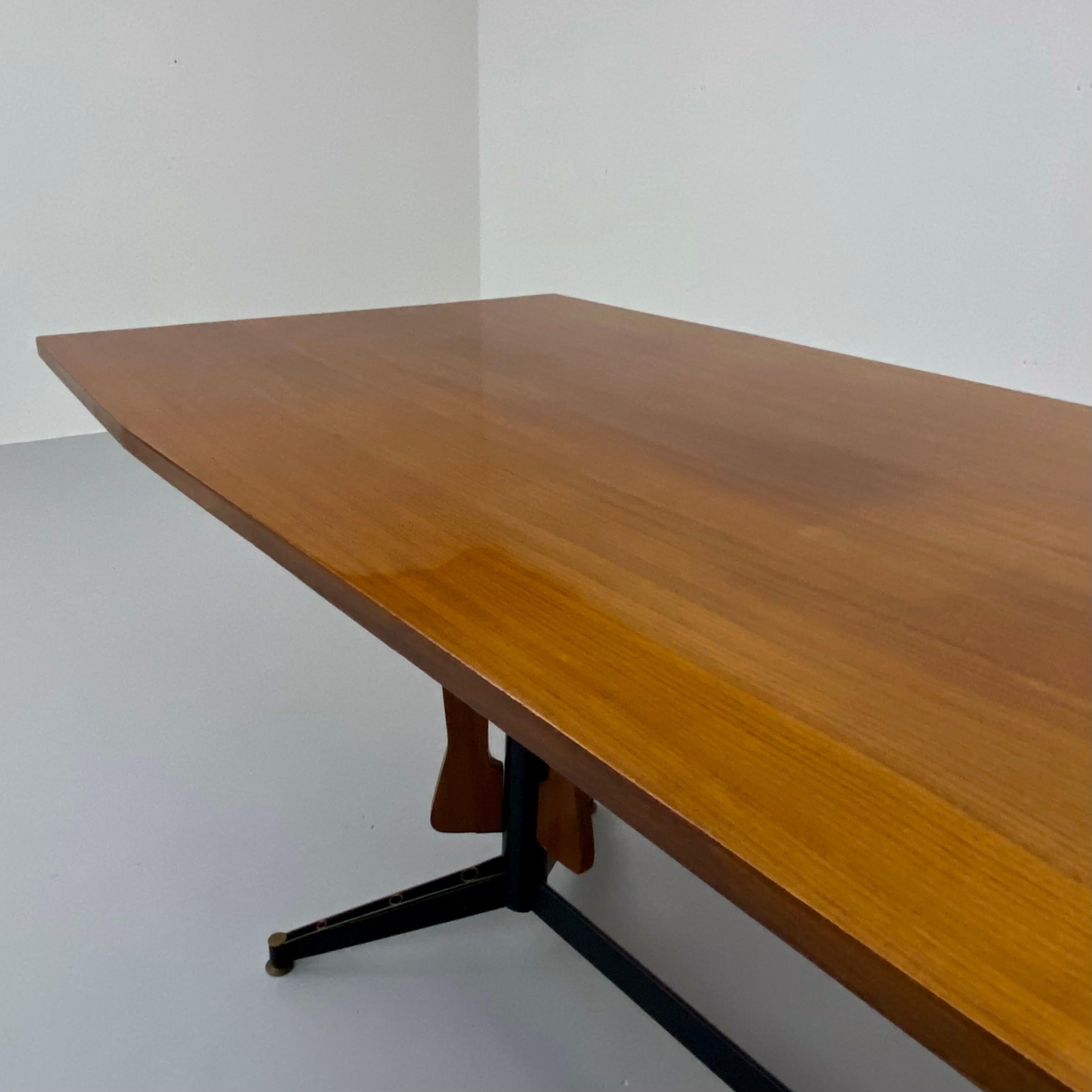 Italian Carlo Ratti Dining Table in Wood and Metal, Italy, 1960's For Sale