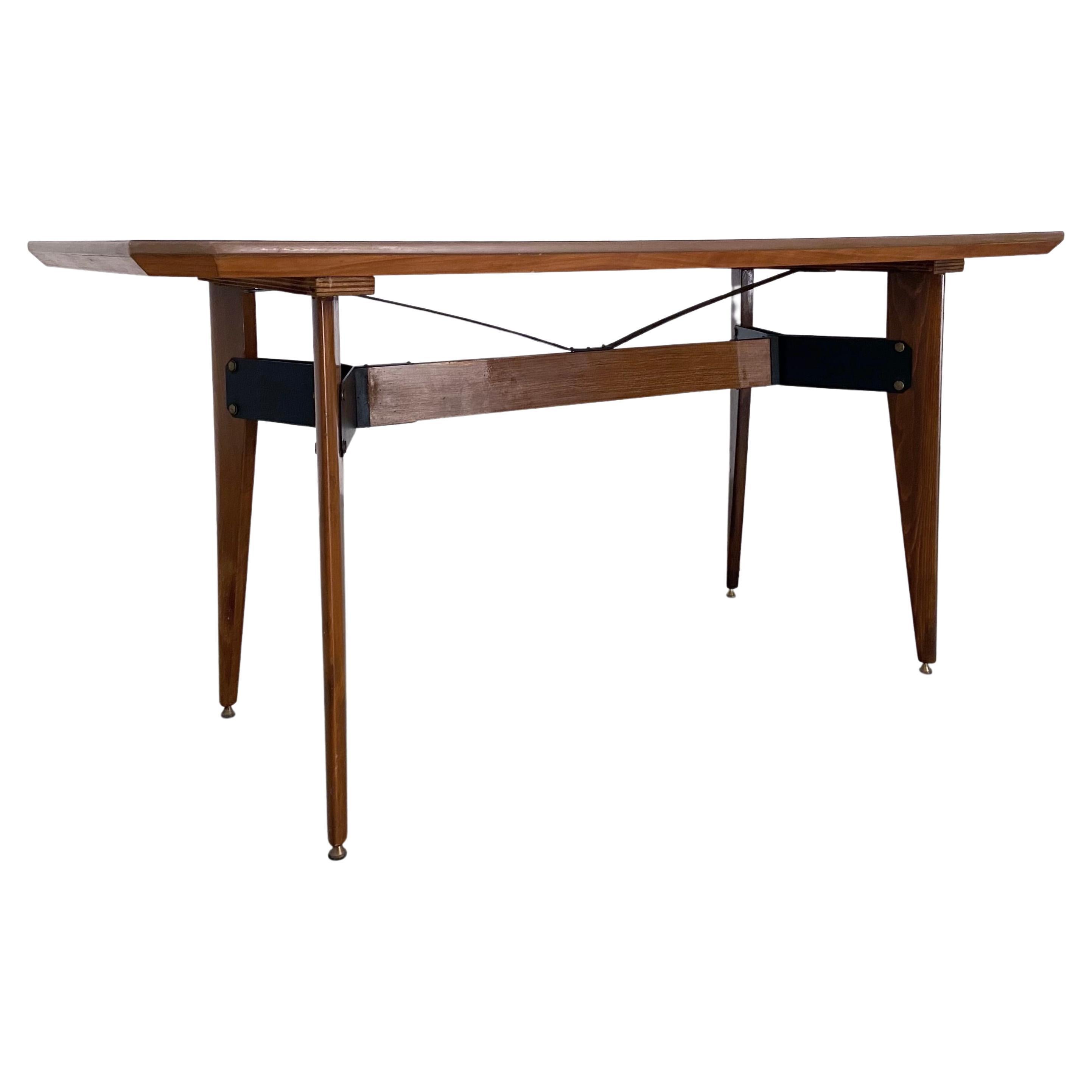 Carlo Ratti Dining Table in Wood and Metal, Italy, 1960's
