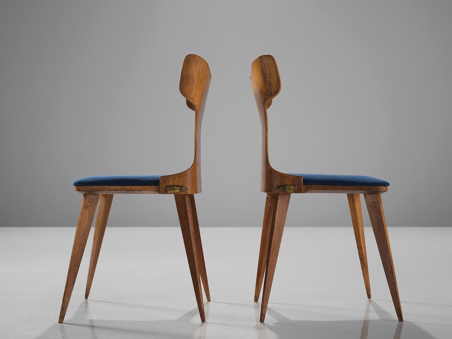 Italian Carlo Ratti Four Bent Wingback Dining Chairs