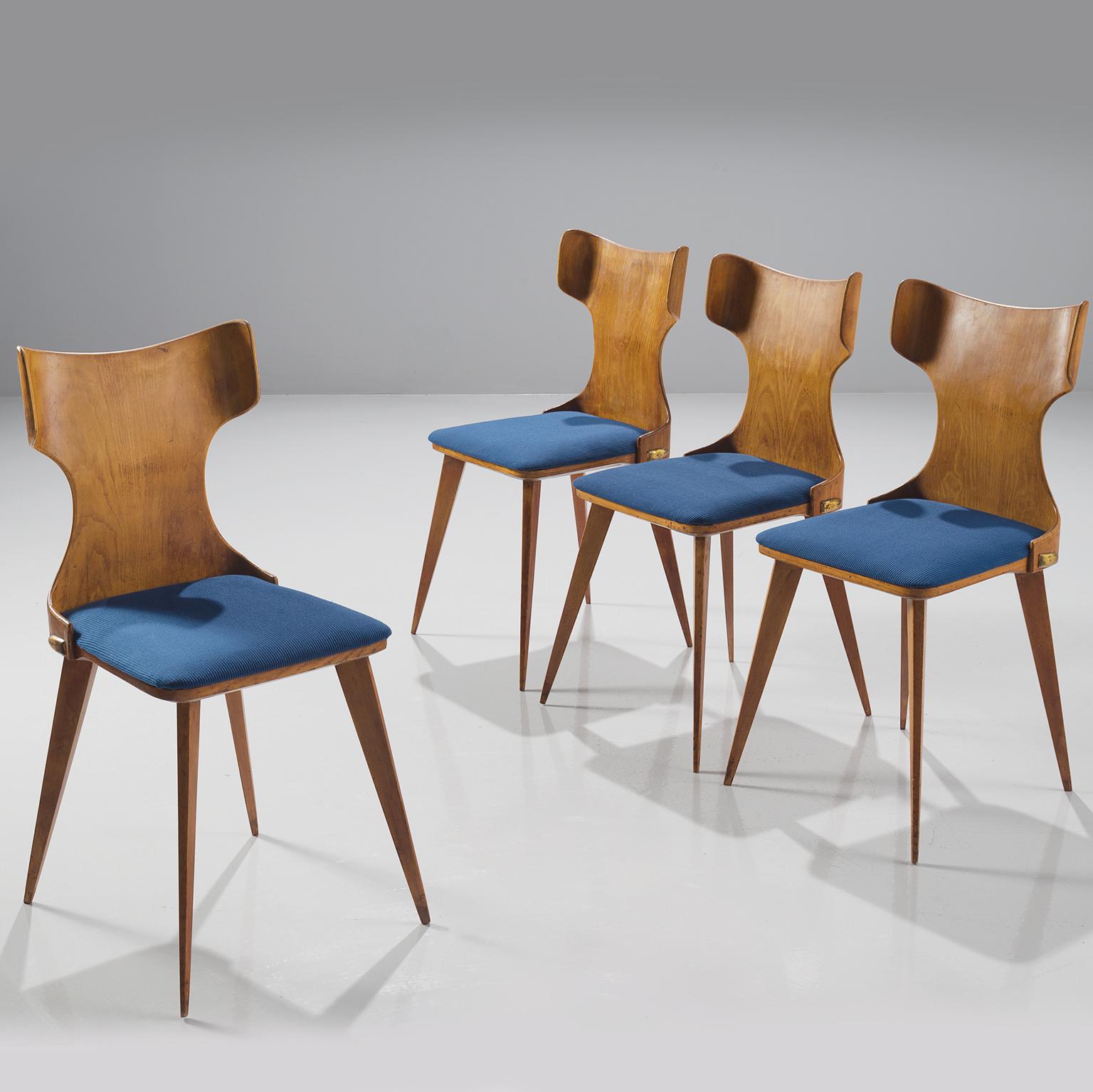 Carlo Ratti Four Bent Wingback Dining Chairs 1