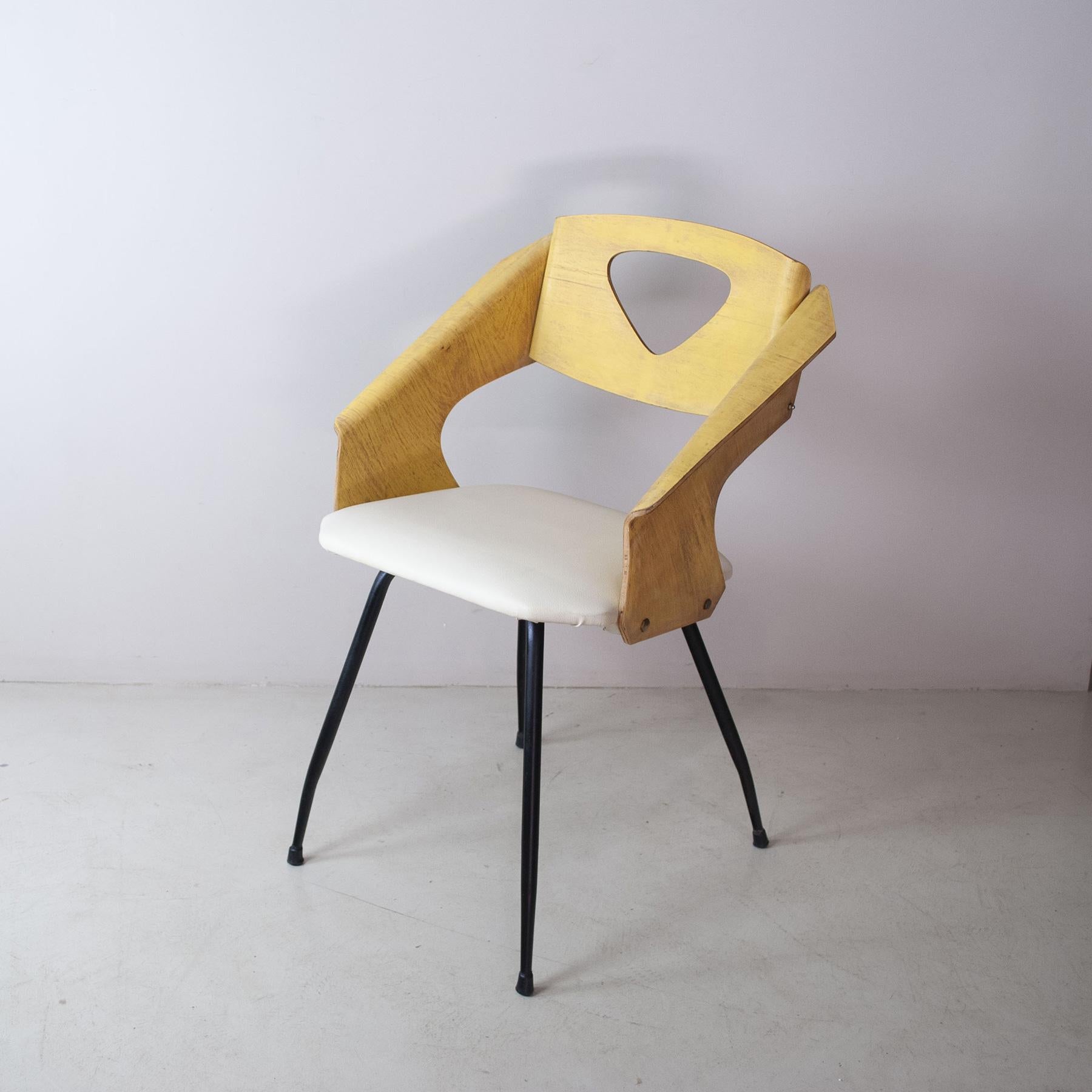 Carlo Ratti Italian Midcentury Chair in Curved Wood For Sale 5