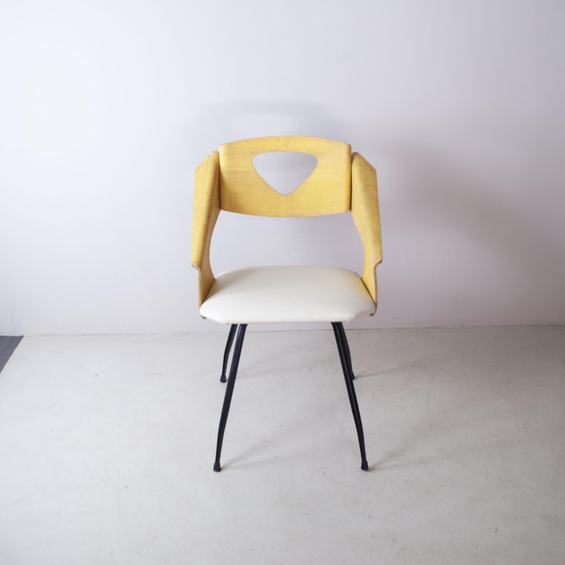 Carlo Ratti Italian Midcentury Chair in Curved Wood For Sale 6