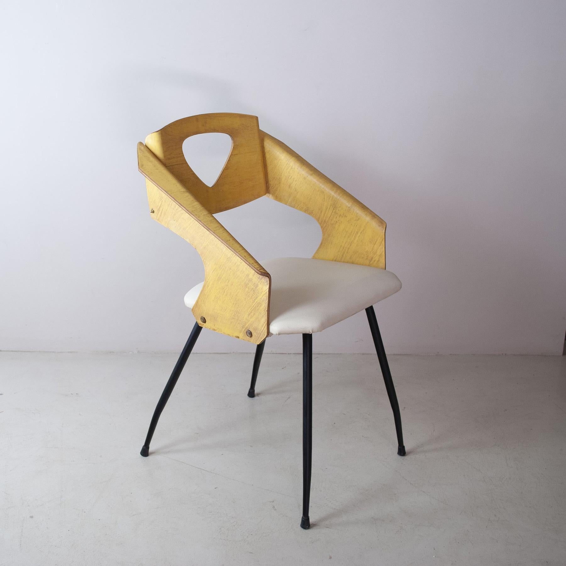 Carlo Ratti Italian Midcentury Chair in Curved Wood For Sale 4