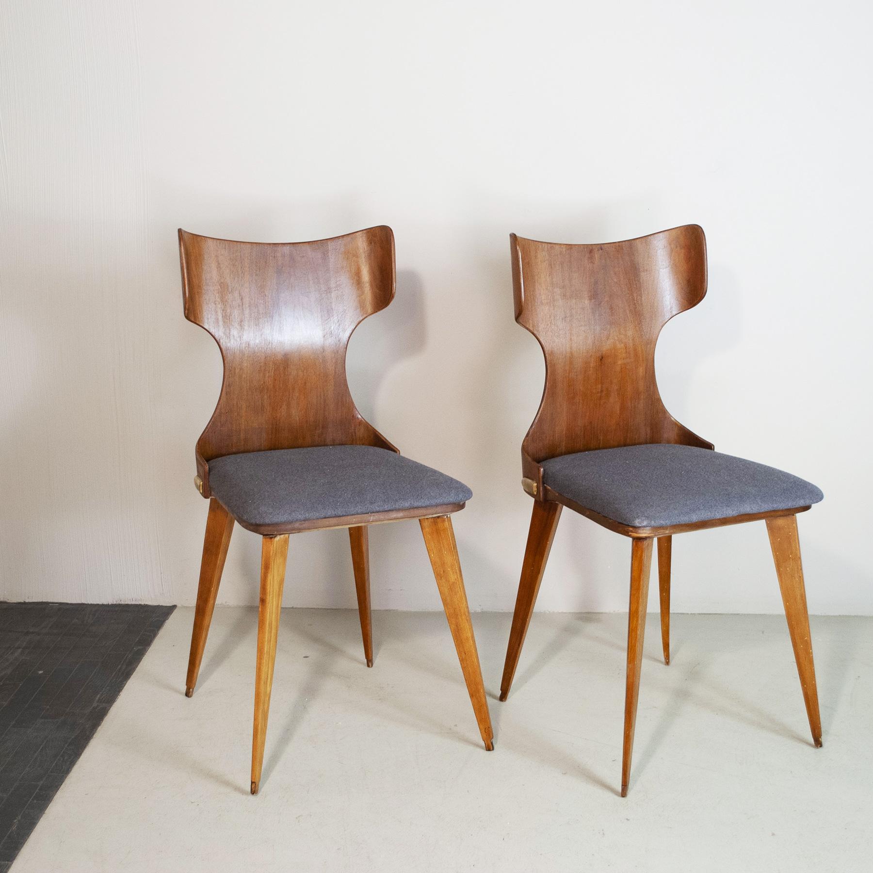 Wood Carlo Ratti Italian Midcentury Chairs Form the Fifties For Sale