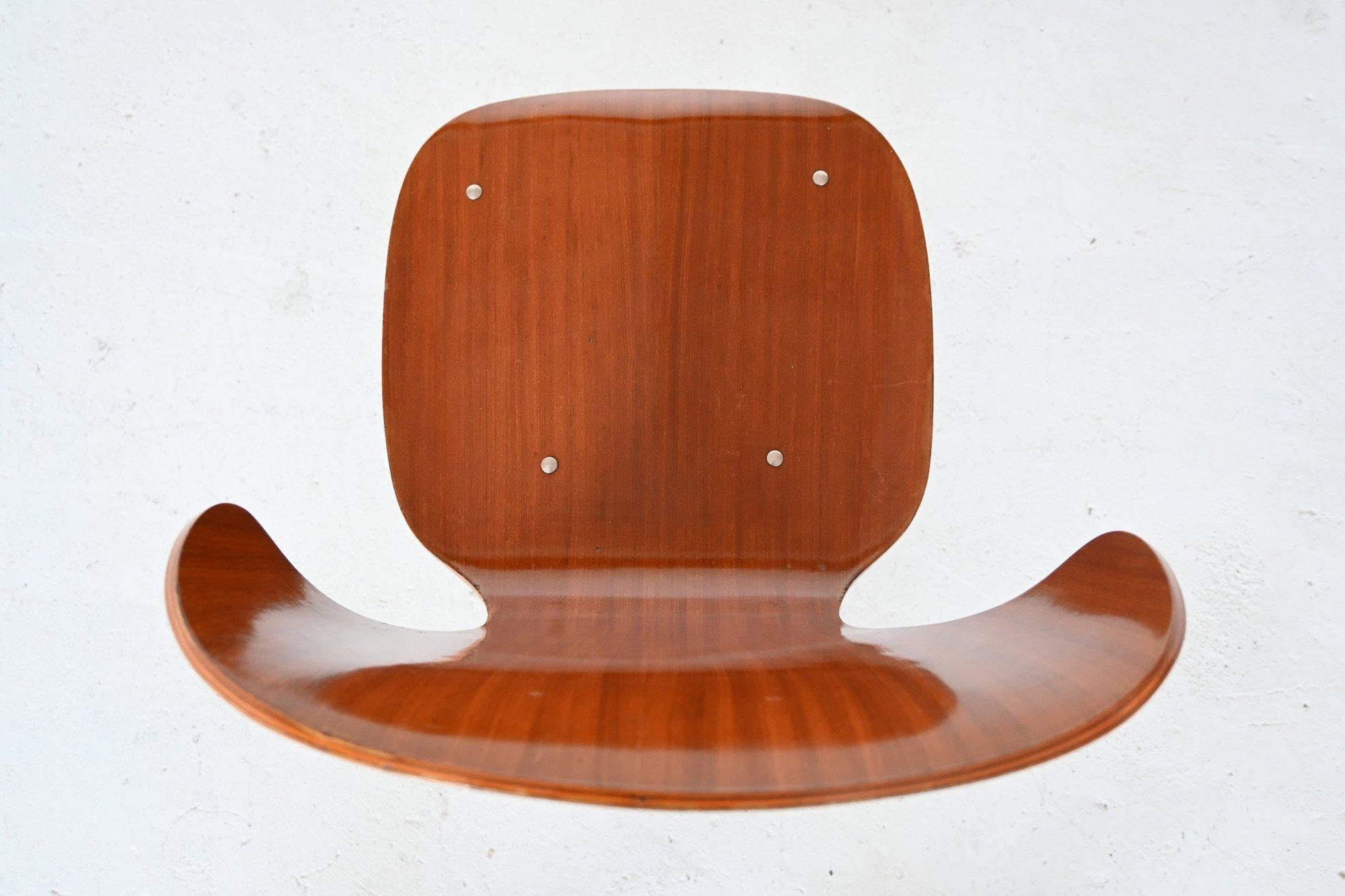 Carlo Ratti Plywood Teak Dining Chairs Lissoni, Italy, 1950 5