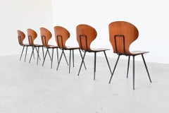 Carlo Ratti Plywood Teak Dining Chairs Lissoni, Italy, 1950