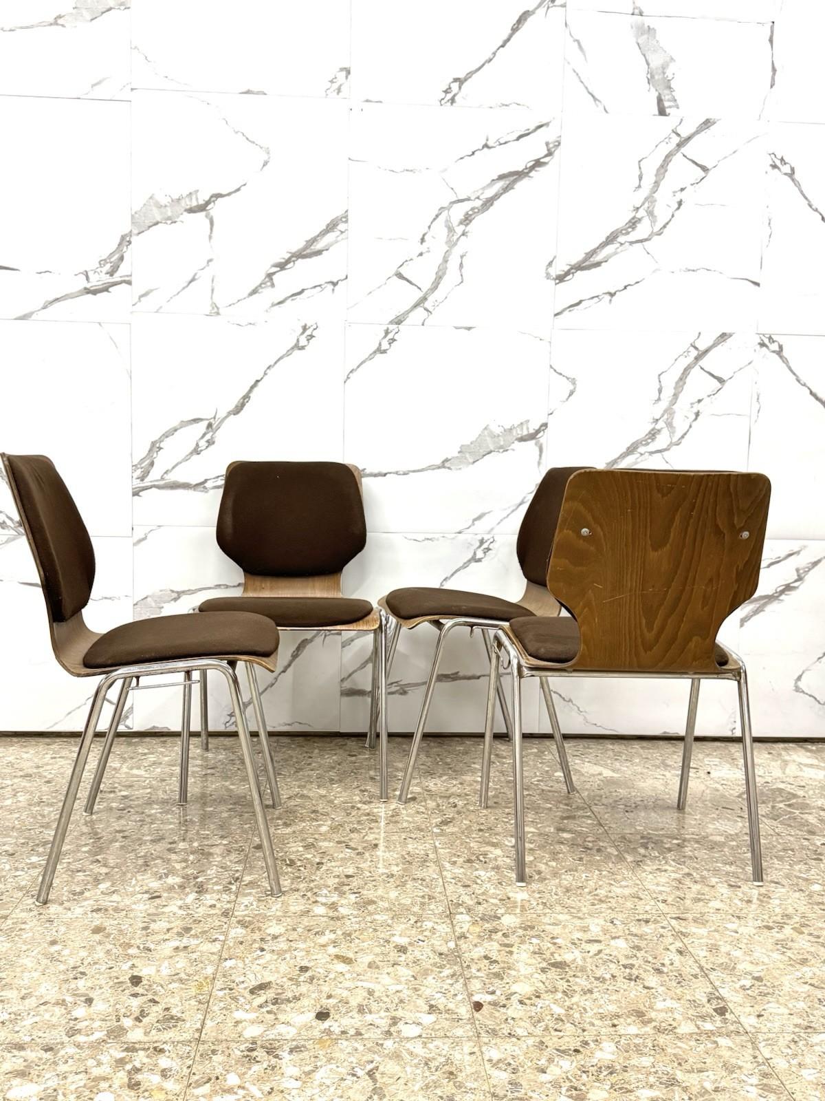 Carlo Ratti Office Set 4 Chairs Modern Design 1970s en vente 7