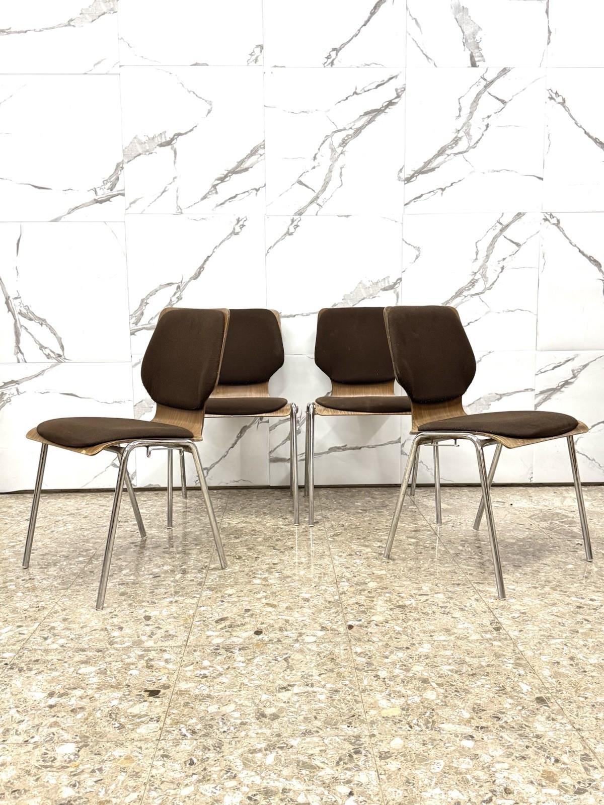 Carlo Ratti Office Set 4 Chairs Modern Design 1970s en vente 8
