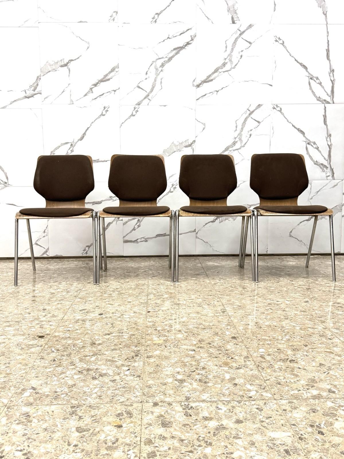 Carlo Ratti Office Set 4 Chairs Modern Design 1970s en vente 11