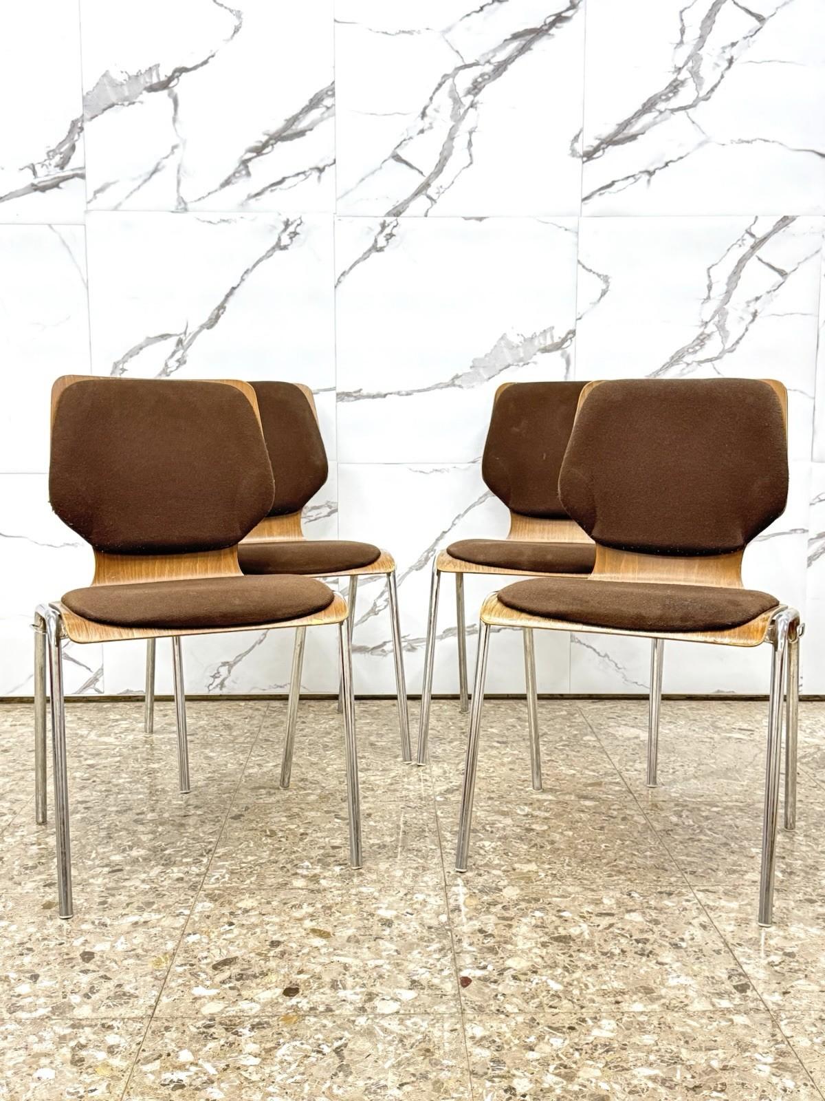 Italian Carlo Ratti Office Set 4 Chairs Modern Design 1970s en vente