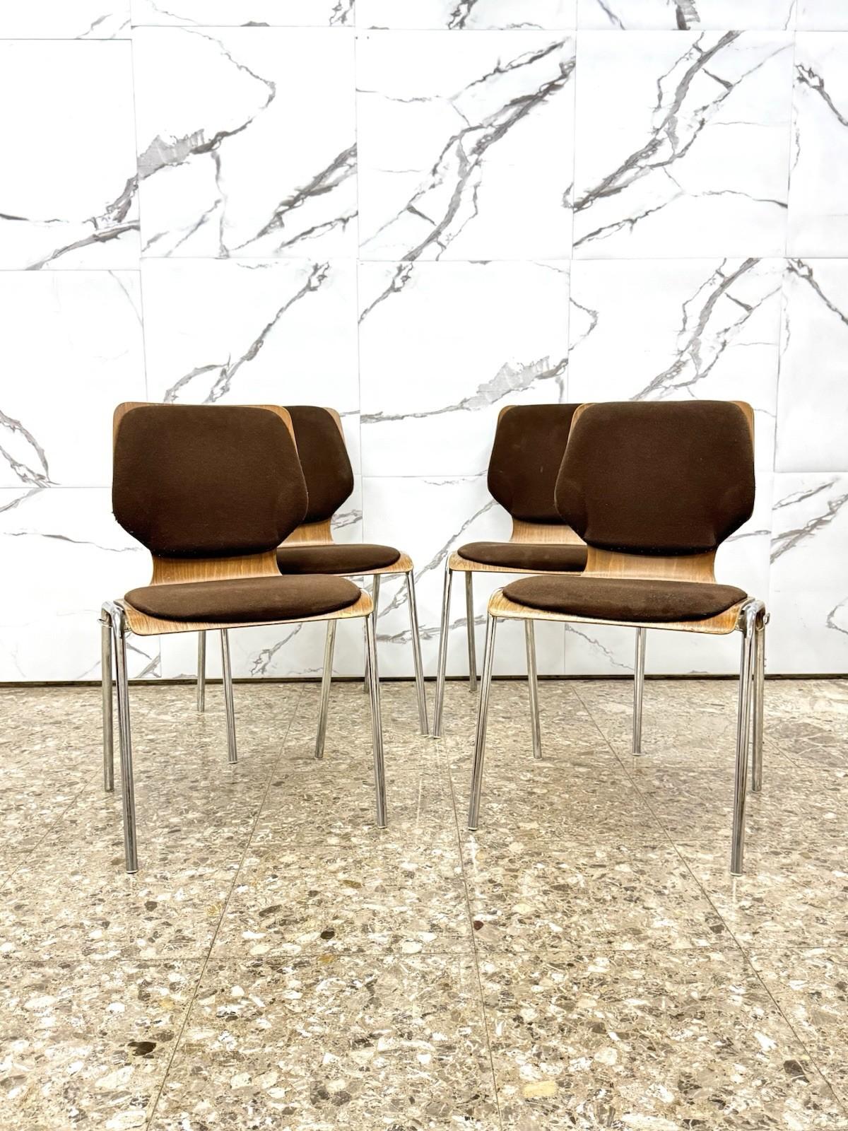Carlo Ratti Office Set 4 Chairs Modern Design 1970s Bon état - En vente à Taranto, IT