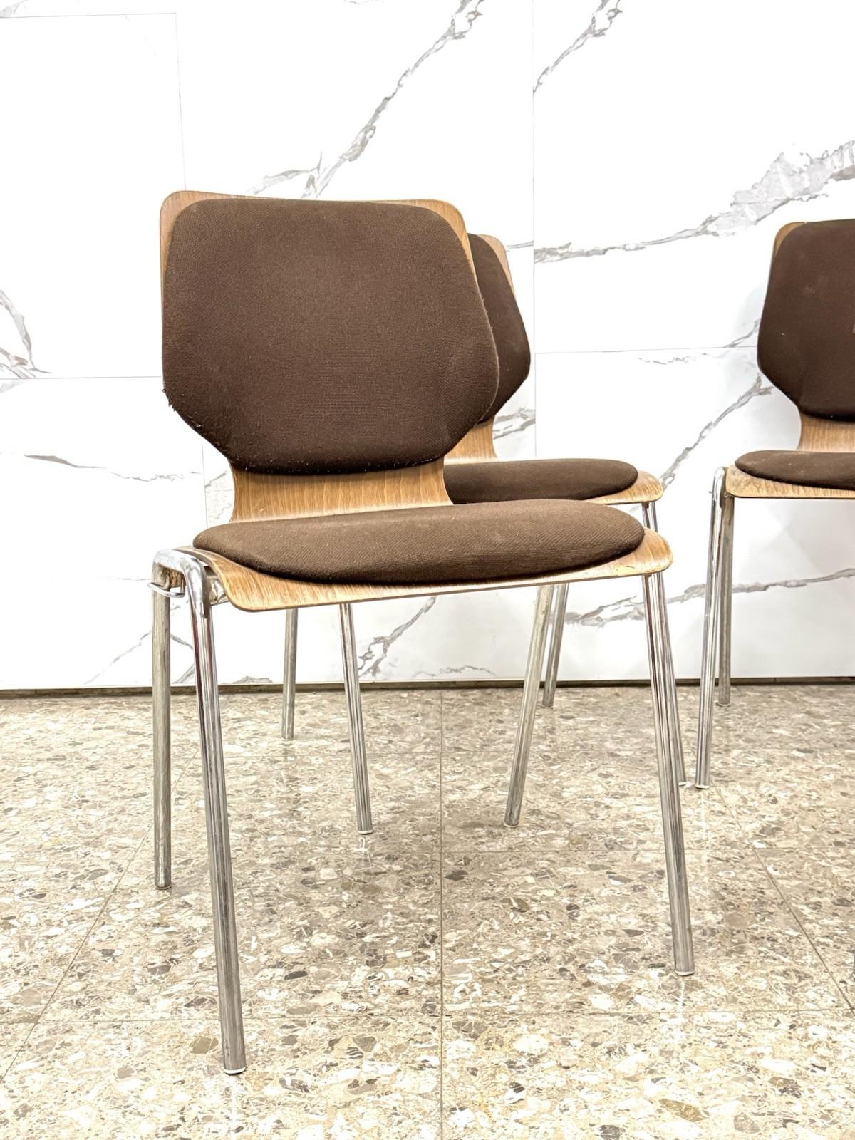 Late 20th Century Carlo Ratti Office Set 4 Chairs Modern Design 1970s en vente