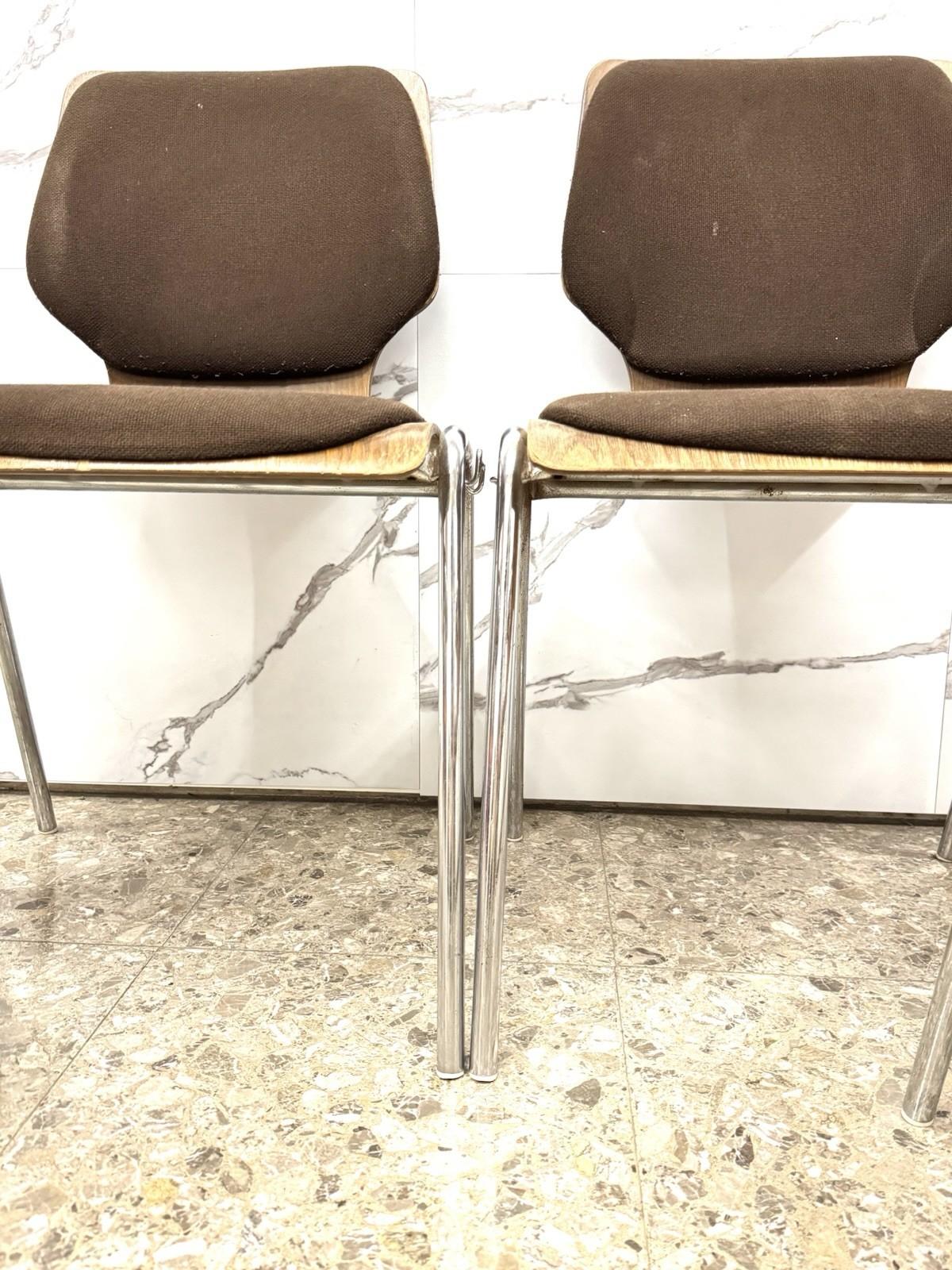 Acier Carlo Ratti Office Set 4 Chairs Modern Design 1970s en vente