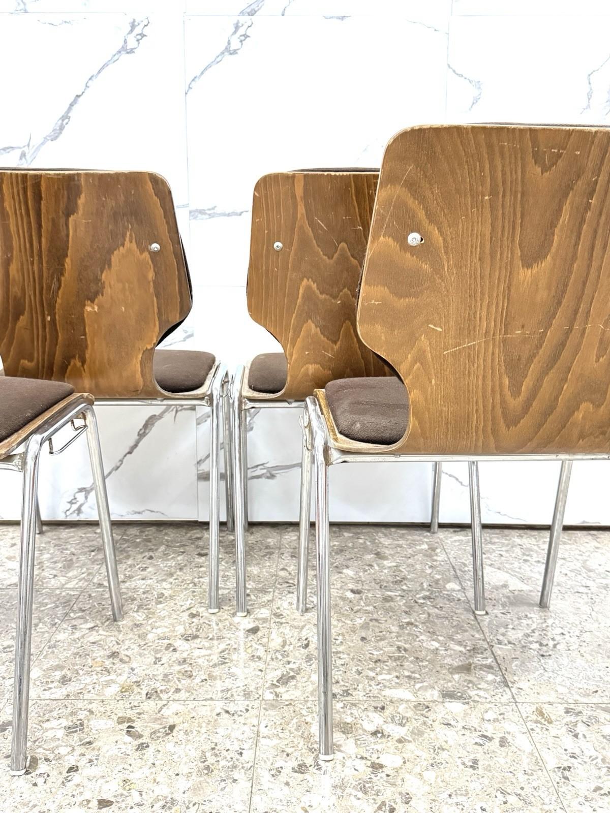 Carlo Ratti Office Set 4 Chairs Modern Design 1970s en vente 3