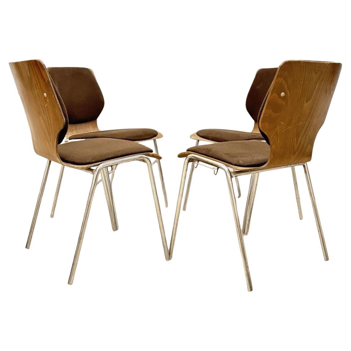Carlo Ratti Office Set 4 Chairs Modern Design 1970s en vente